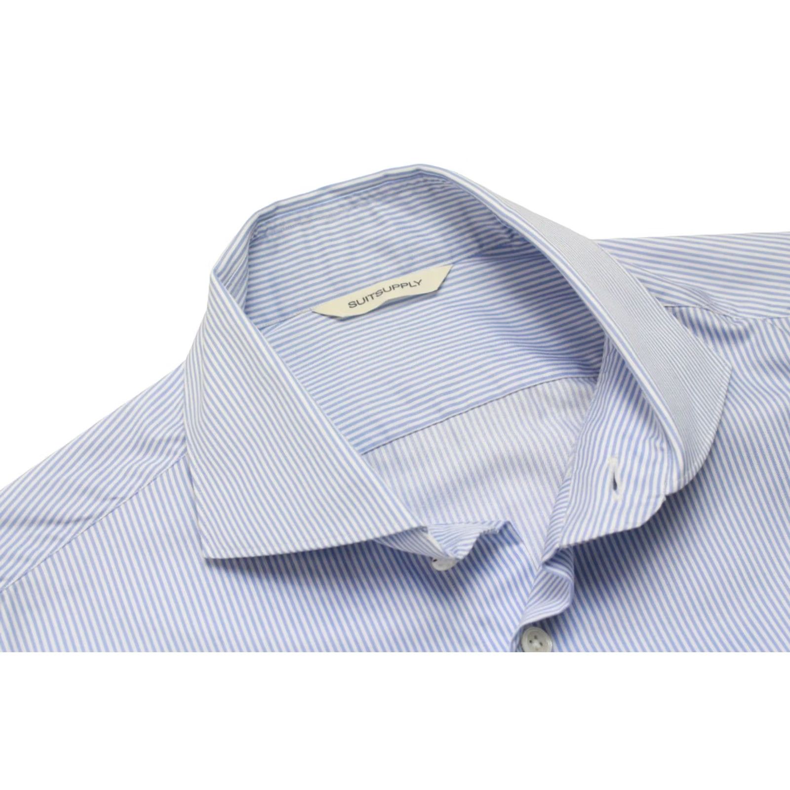 Suitsupply SUITSUPPLY Shirt Men's LARGE Slim Fit Button Down Blue Pinstripe Size US L / EU 52-54 / 3 - 4 Thumbnail
