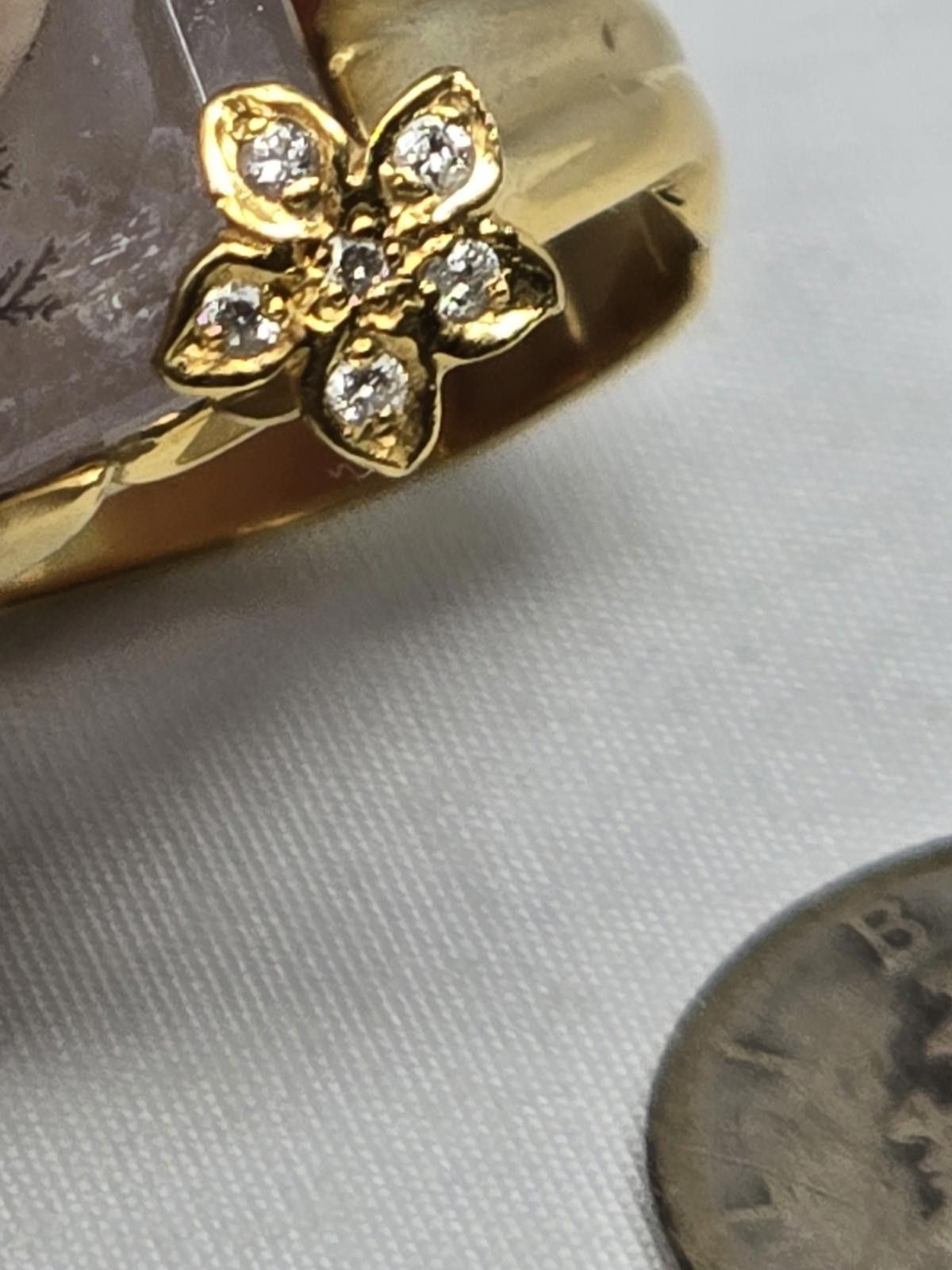 The Unbranded Brand Heavy 14k Gold Dendritic Quartz & Diamond Statement Ring 7 Size ONE SIZE - 8 Thumbnail