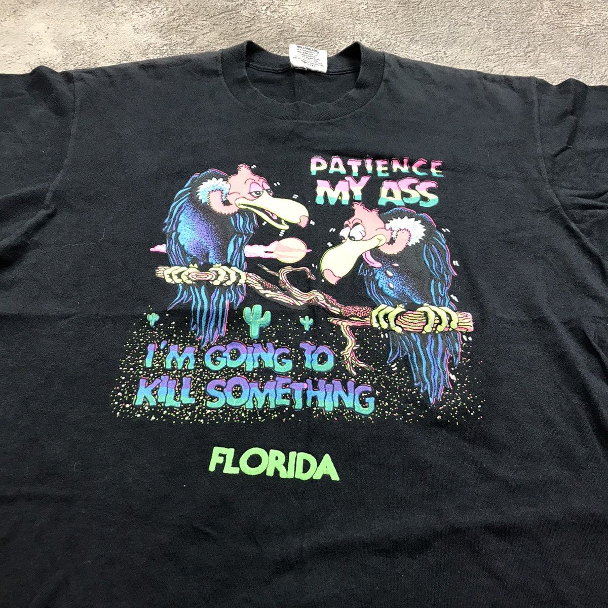 Vintage Vintage 90s Graphic Tee Patience My Ass Faded Black Nylon L Size US L / EU 52-54 / 3 - 3 Thumbnail