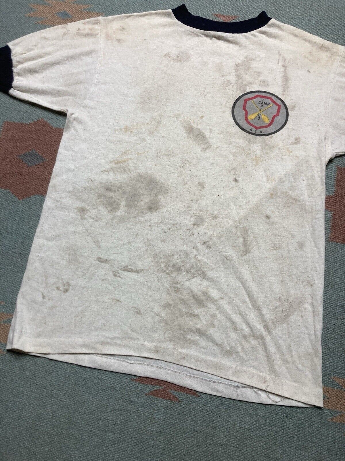 Vintage 70s ringer t shirt Boy Scouts Camp Tapico stain distressed L Size US L / EU 52-54 / 3 - 2 Thumbnail