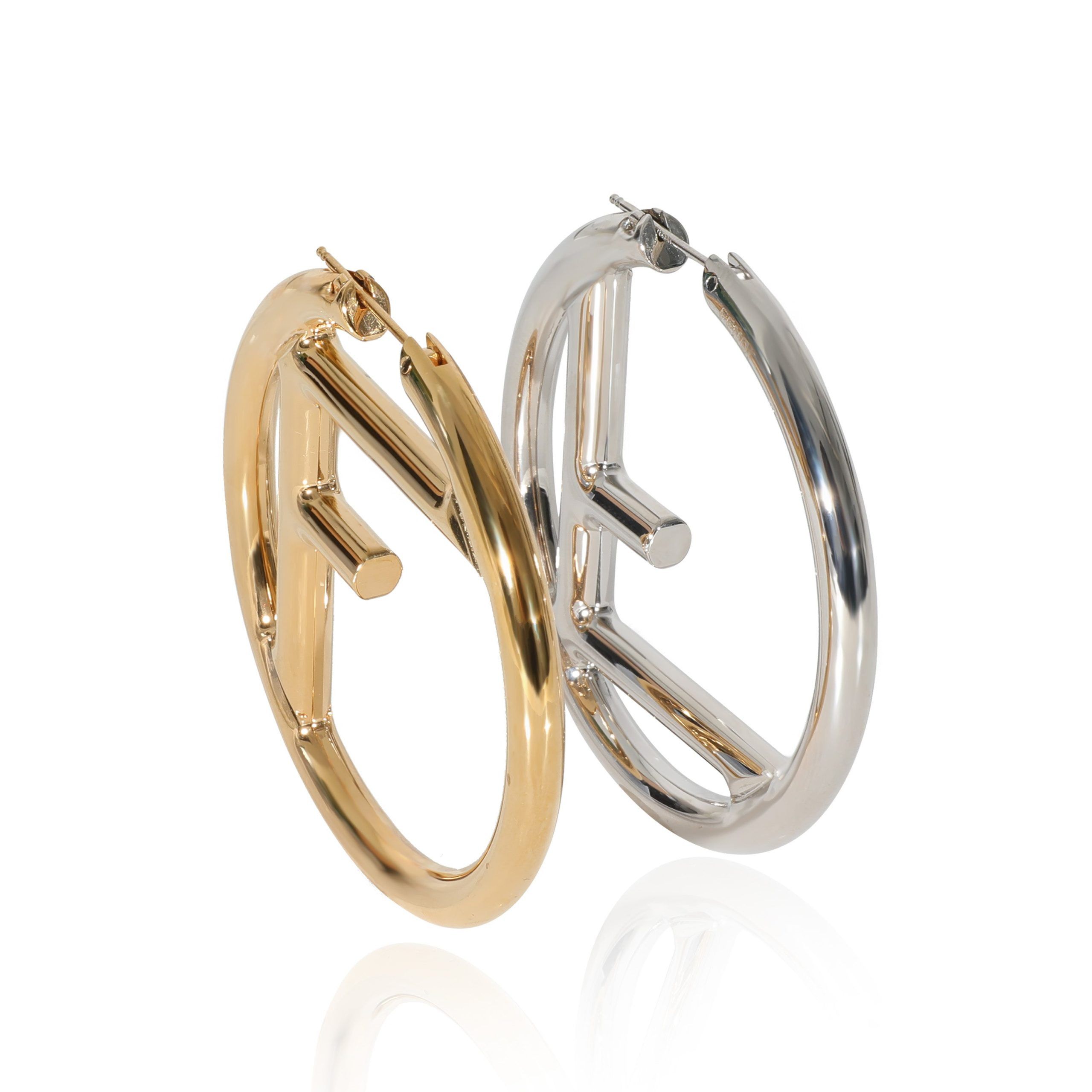 Fendi Fendi F Is For Fendi Hoop Earring in Gold & Palladium Plating Size ONE SIZE - 1 Thumbnail