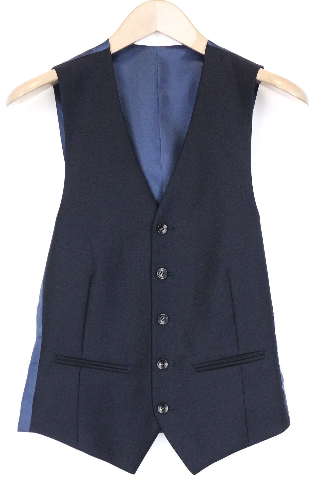 Suitsupply UK32R Navy Blue Pure Wool Waistcoat 78890 Size 34S - 1 Thumbnail