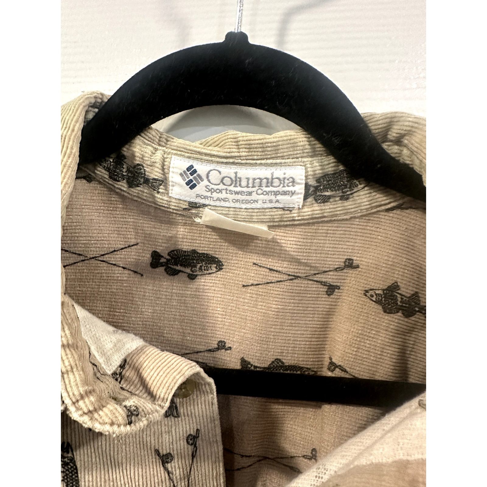 Columbia Columbia Corduroy Shirt Fishing Print 90s USA Made Large Size US L / EU 52-54 / 3 - 7 Thumbnail
