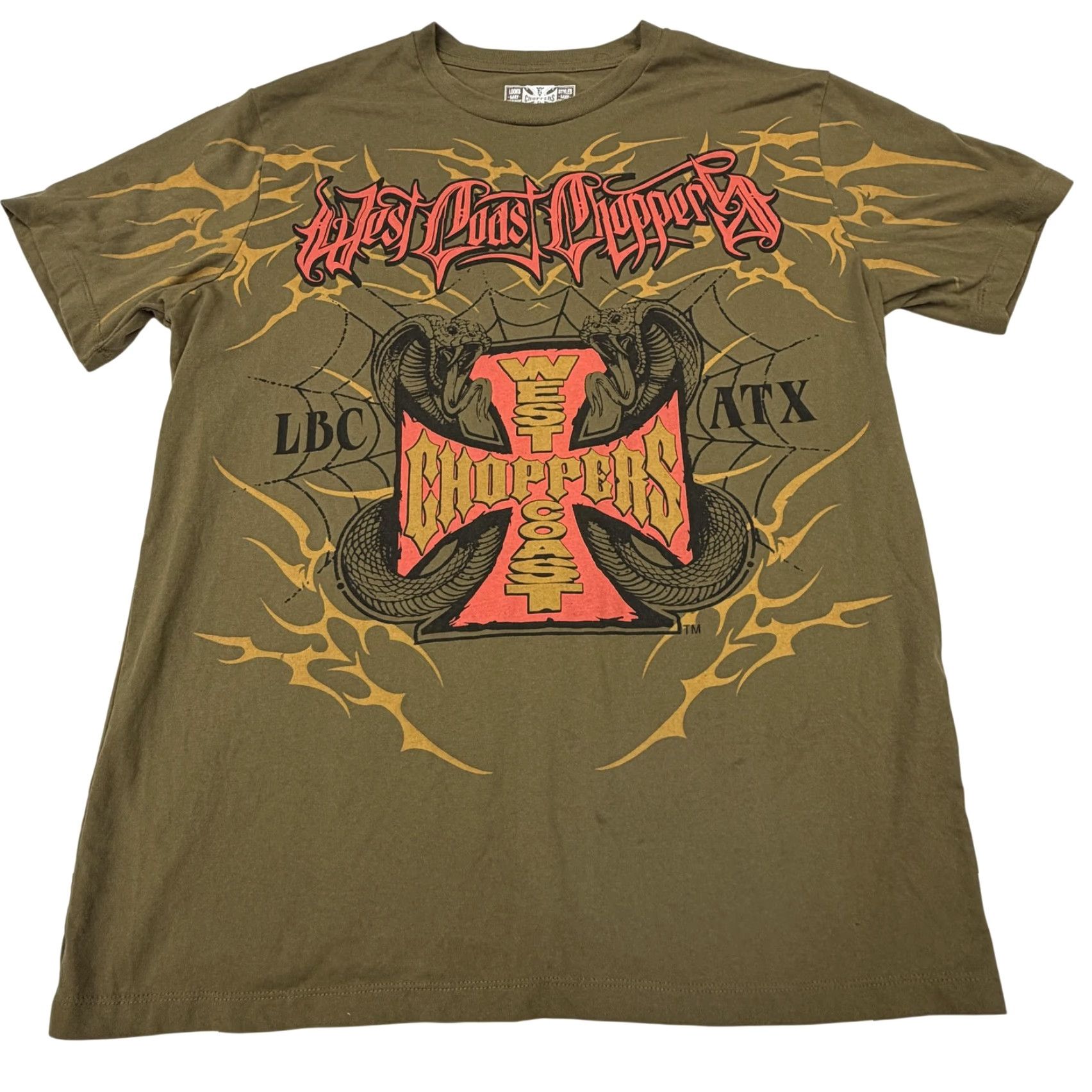 West Coast Choppers West Coast Choppers Shirt Mens XL Green Cobra Cross Graphic Biker Motorcycle Size US XL / EU 56 / 4 - 2 Thumbnail