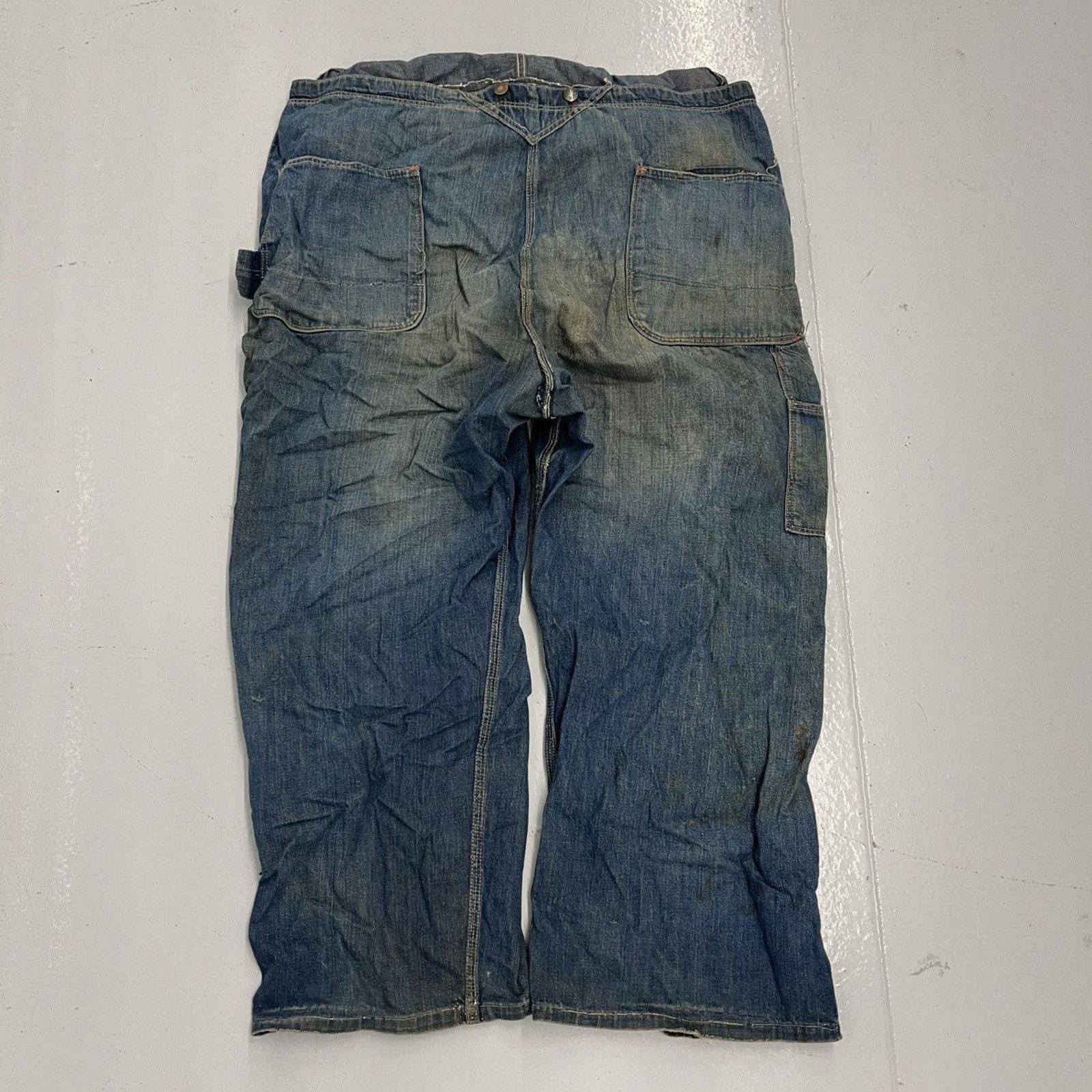 Other Vintage 50s Big Mac Blue Denim Distressed Overalls 42x27 Size US 42 / EU 58 - 4 Thumbnail