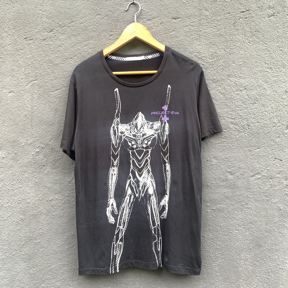 image of Thrashed Faded Neon Genesis Evangelion X Uniqlo Anima Tee in Black, Men's (Size Large)