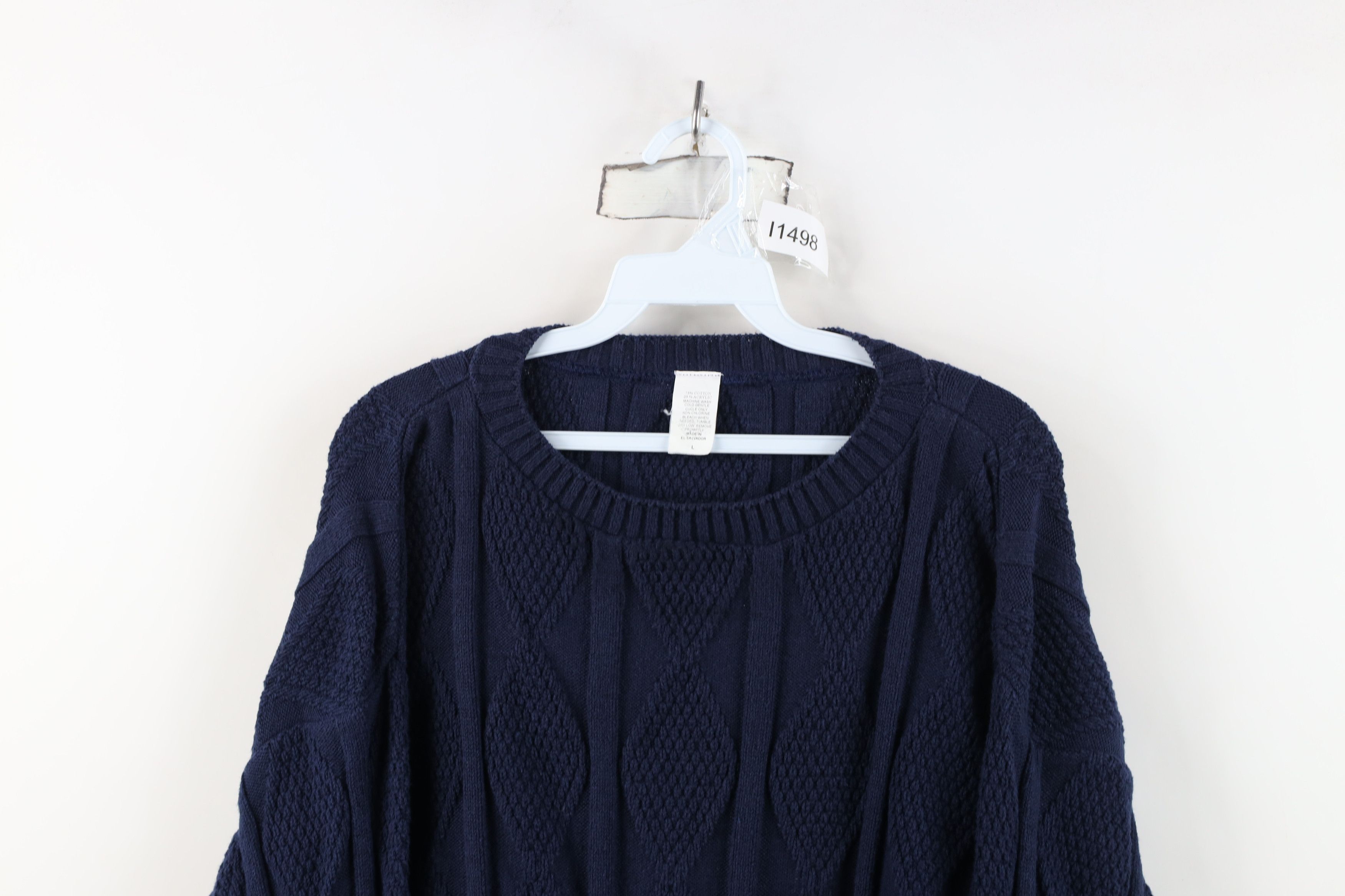 Vintage Vintage 90s Streetwear Heavyweight Cotton Knit Sweater Blue Size US L / EU 52-54 / 3 - 2 Thumbnail