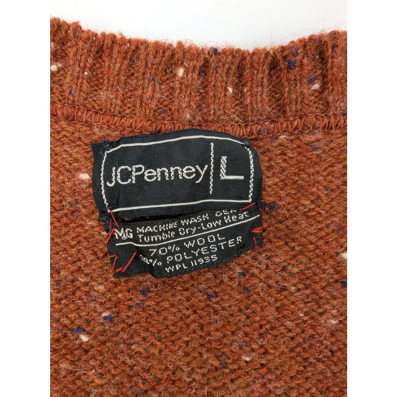 Vintage VINTAGE J. C. Penney Sweater Vest Wool Blend Size L ILGWU Union Made Rust V-Neck Sleeveless Men Size US L / EU 52-54 / 3 - 6 Thumbnail