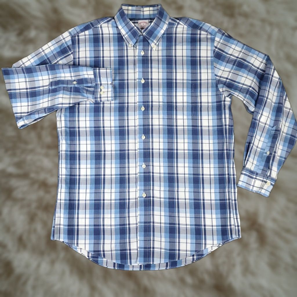 Brooks Brothers Brooks Brothers Shirt Mens Medium Blue Plaid Casual Button Up Long Sleeve Size US M / EU 48-50 / 2 - 1 Thumbnail