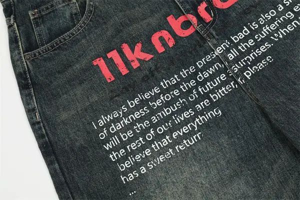 Japanese Brand Washed distressed loose casual straight-leg printed jeans Size US 32 / EU 48 - 5 Thumbnail