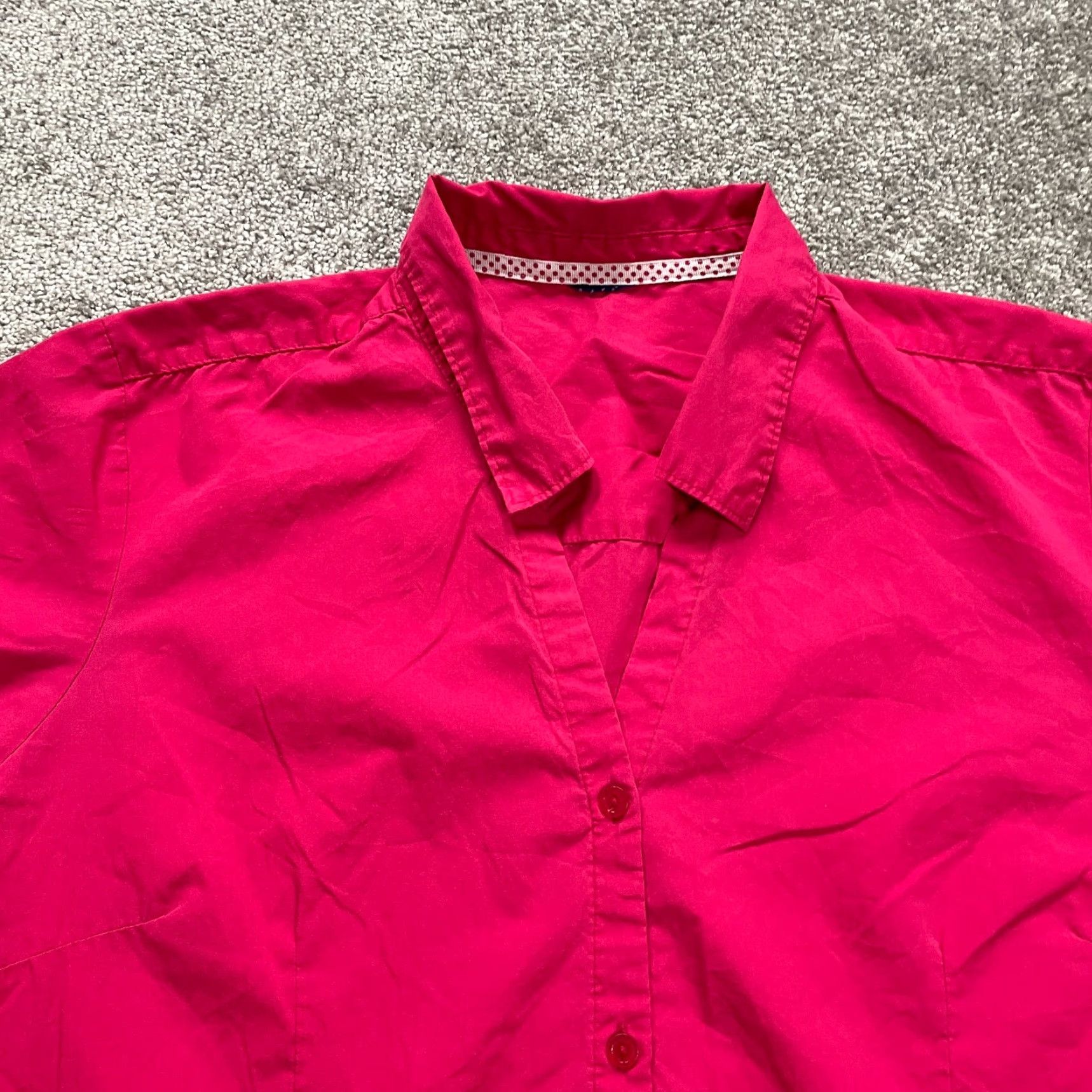 Vintage VINTAGE? No — Unbranded Button Down Blouse Shirt Women XL Red Short Sleeve Collar Casual Top Size XL / US 12-14 / IT 48-50 - 3 Thumbnail