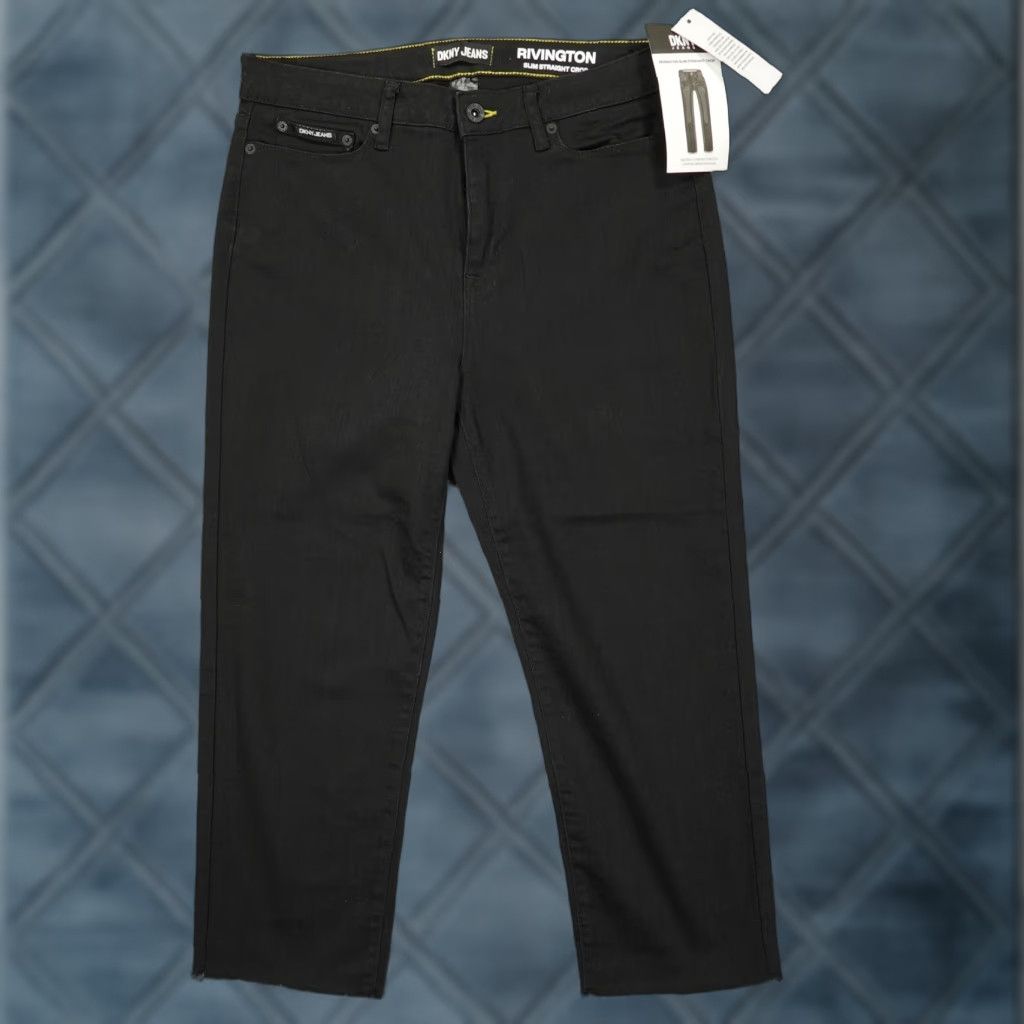 DKNY DKNY Jeans Mens 31 Black Rivington Slim Straight Crop Raw Hem Stretch Jeans Size US 31 - 1 Thumbnail