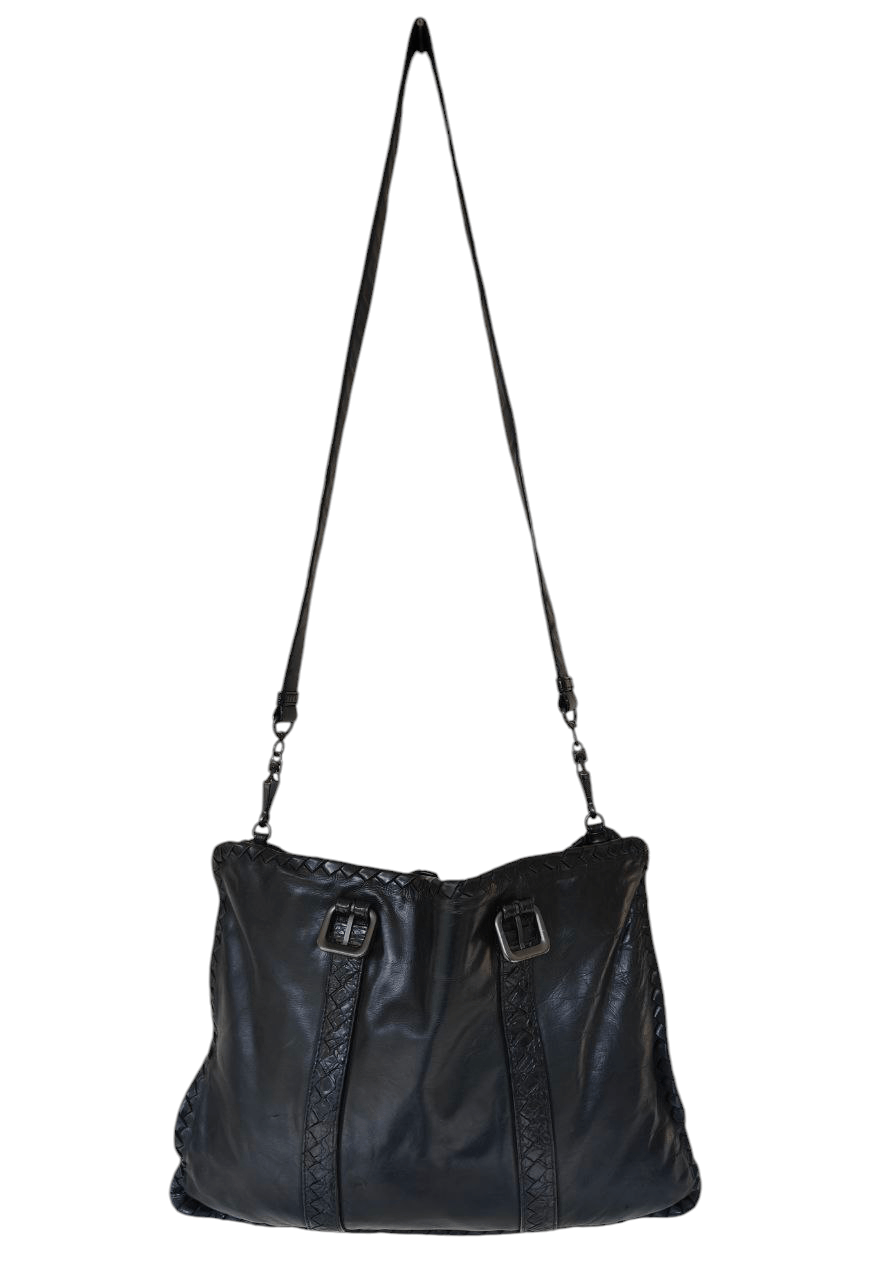 Bottega Veneta Leather Sling Crossbody Bag in Black, Men's