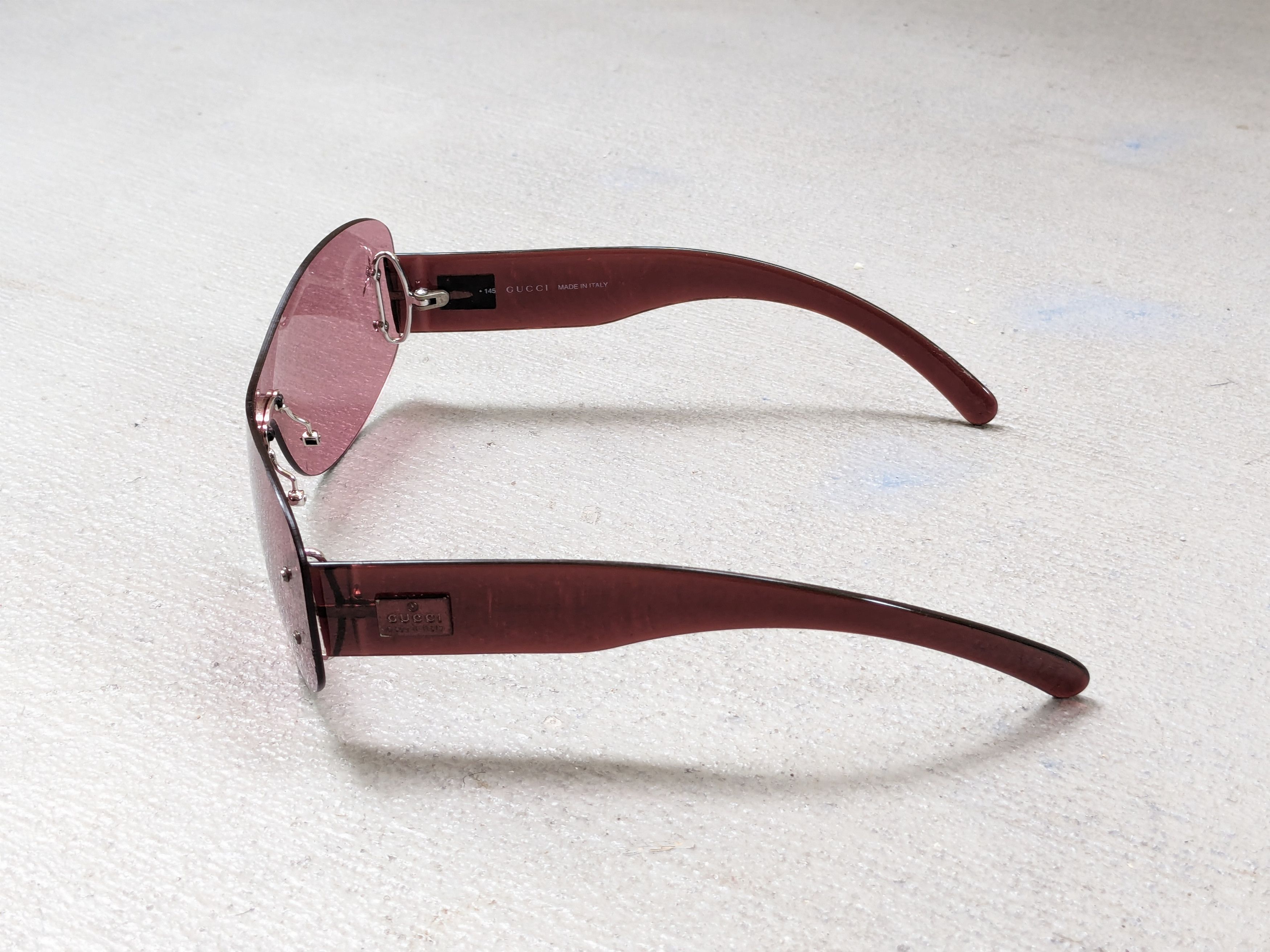 Gucci × Vintage Gucci Sunglasses GG2448/N/S Pink Vintage Y2K Shiled Size ONE SIZE - 3 Thumbnail