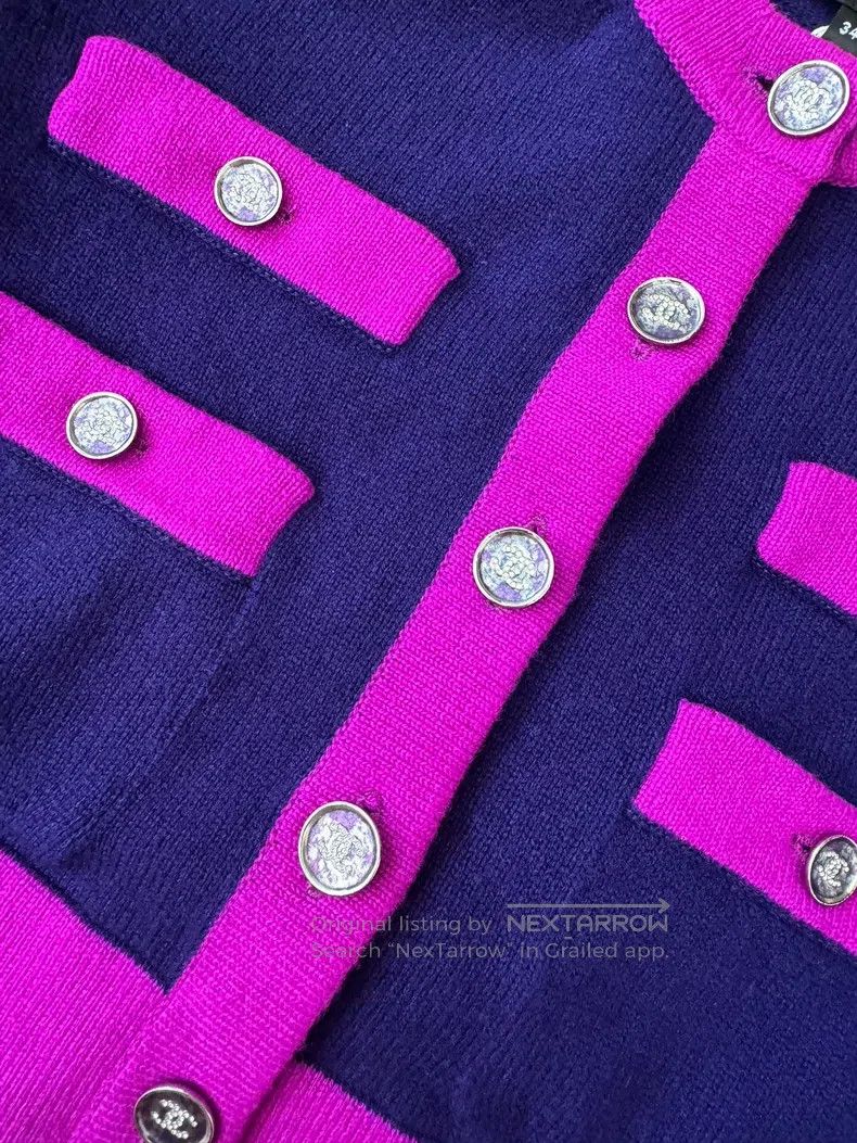 Chanel Chanel 23B blue and purple round-neck cardigan long sleeve Size XXS / US 00 / IT 34 - 4 Thumbnail
