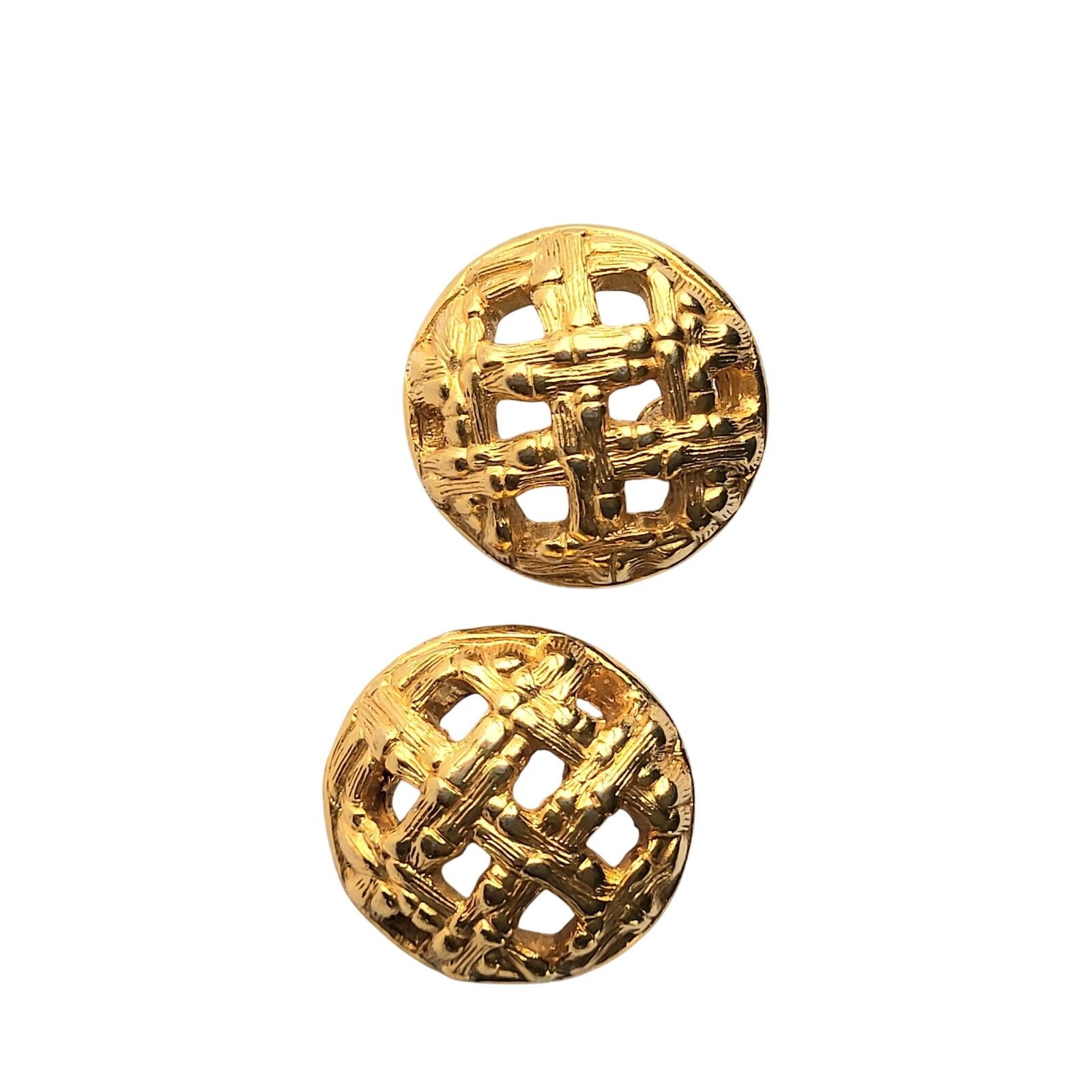 Monet Vintage Gold Monet Earrings Pierced Signed Basket Weave Size ONE SIZE - 1 Thumbnail