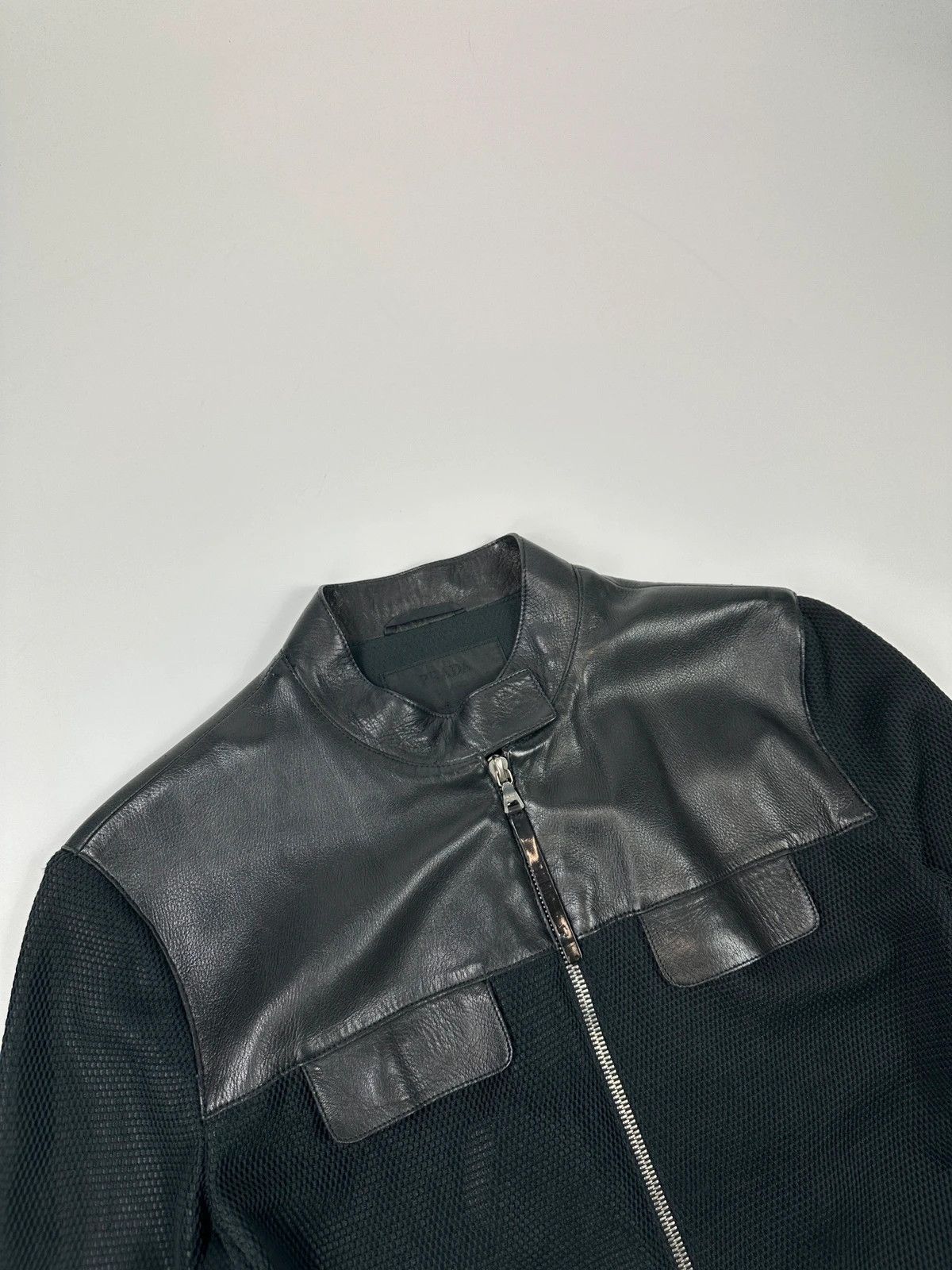 Prada Prada Milano FW1999 Black Mesh & Leather Jacket Size M / US 6-8 / IT 42-44 - 3 Thumbnail