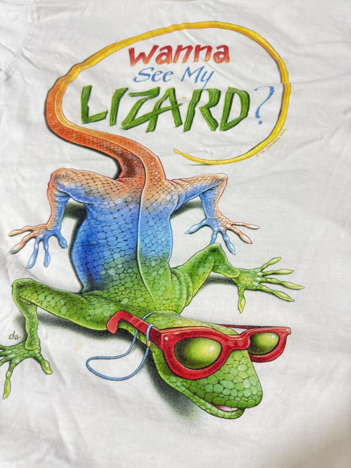 Vintage Vintage 90s Wanna See My Lizard ? T Shirt Size US L / EU 52-54 / 3 - 2 Thumbnail