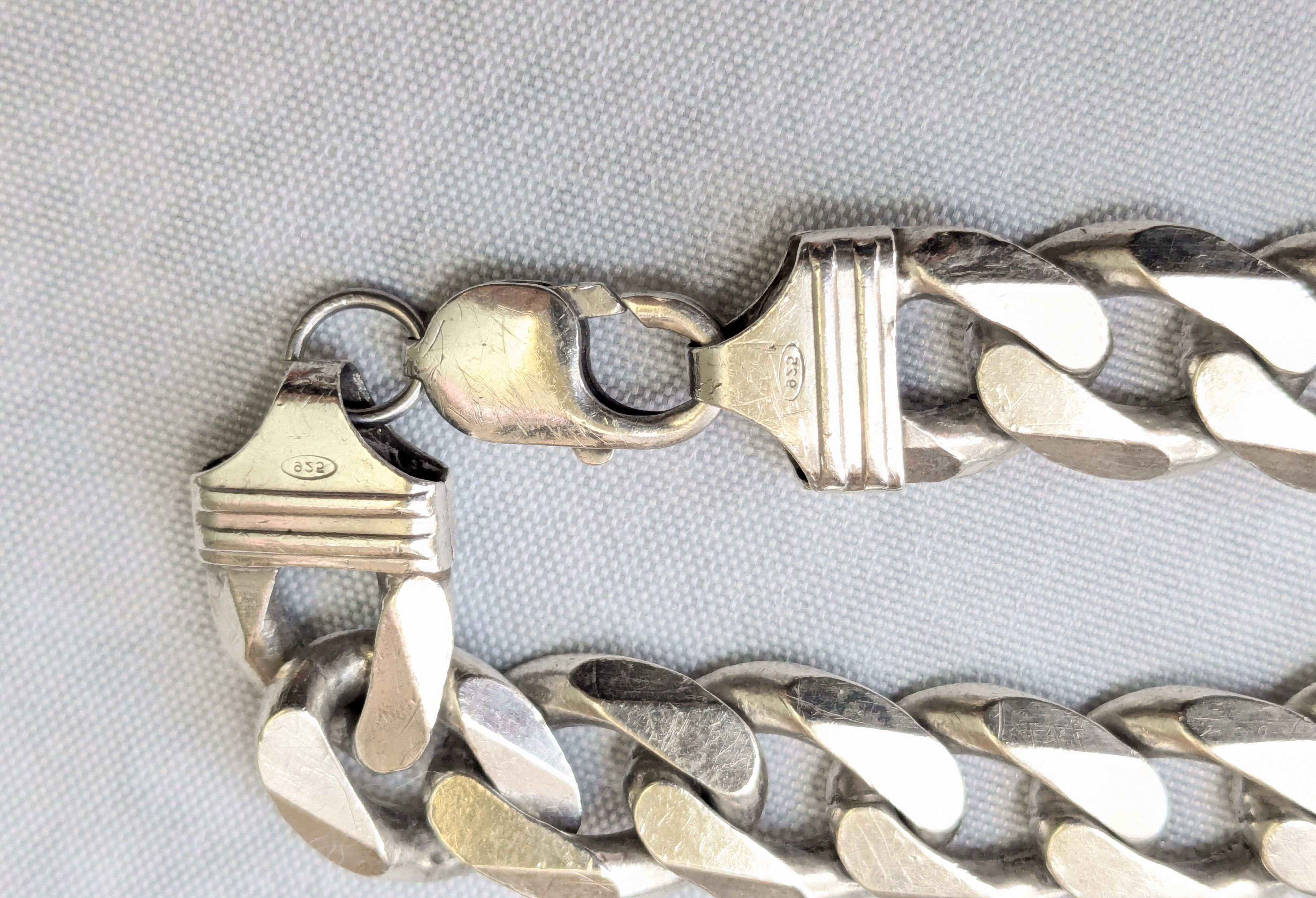 Jewelry Vintage Sterling Silver Cuban Bracelet Link Chain 8.5" Size ONE SIZE - 5 Thumbnail