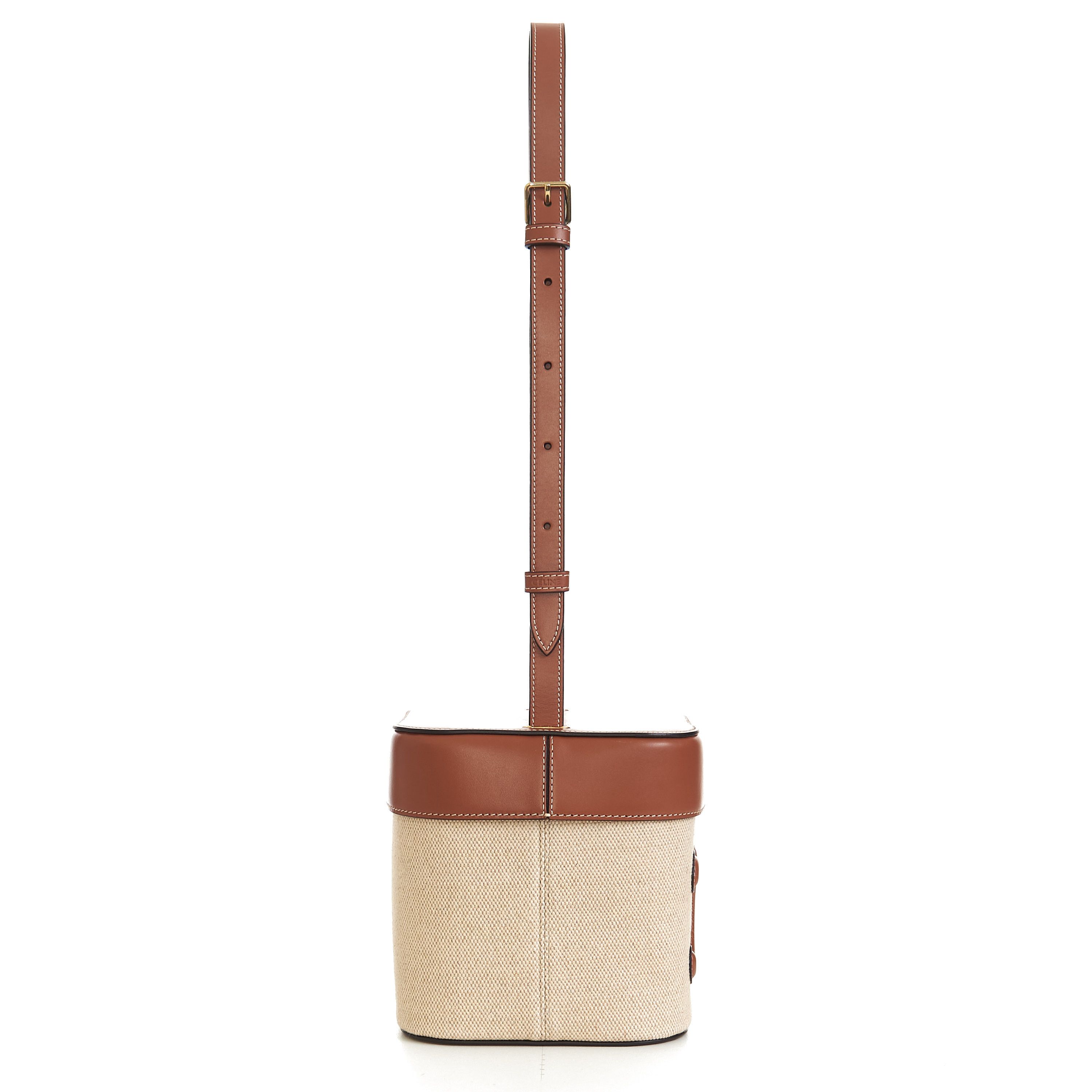 Celine Medium Box Cuir Triomphe In Natural Textile & Tan Calfskin Size ONE SIZE - 7 Thumbnail