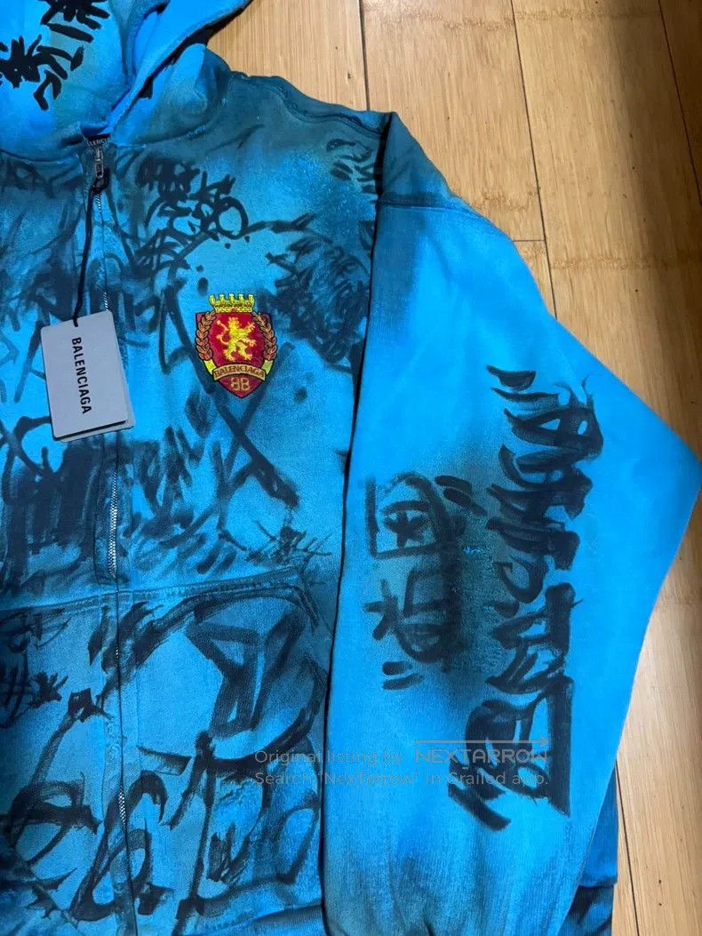 Balenciaga Balenciaga Blue Graffiti Mud-Dyed Jacket Size US M / EU 48-50 / 2 - 3 Thumbnail
