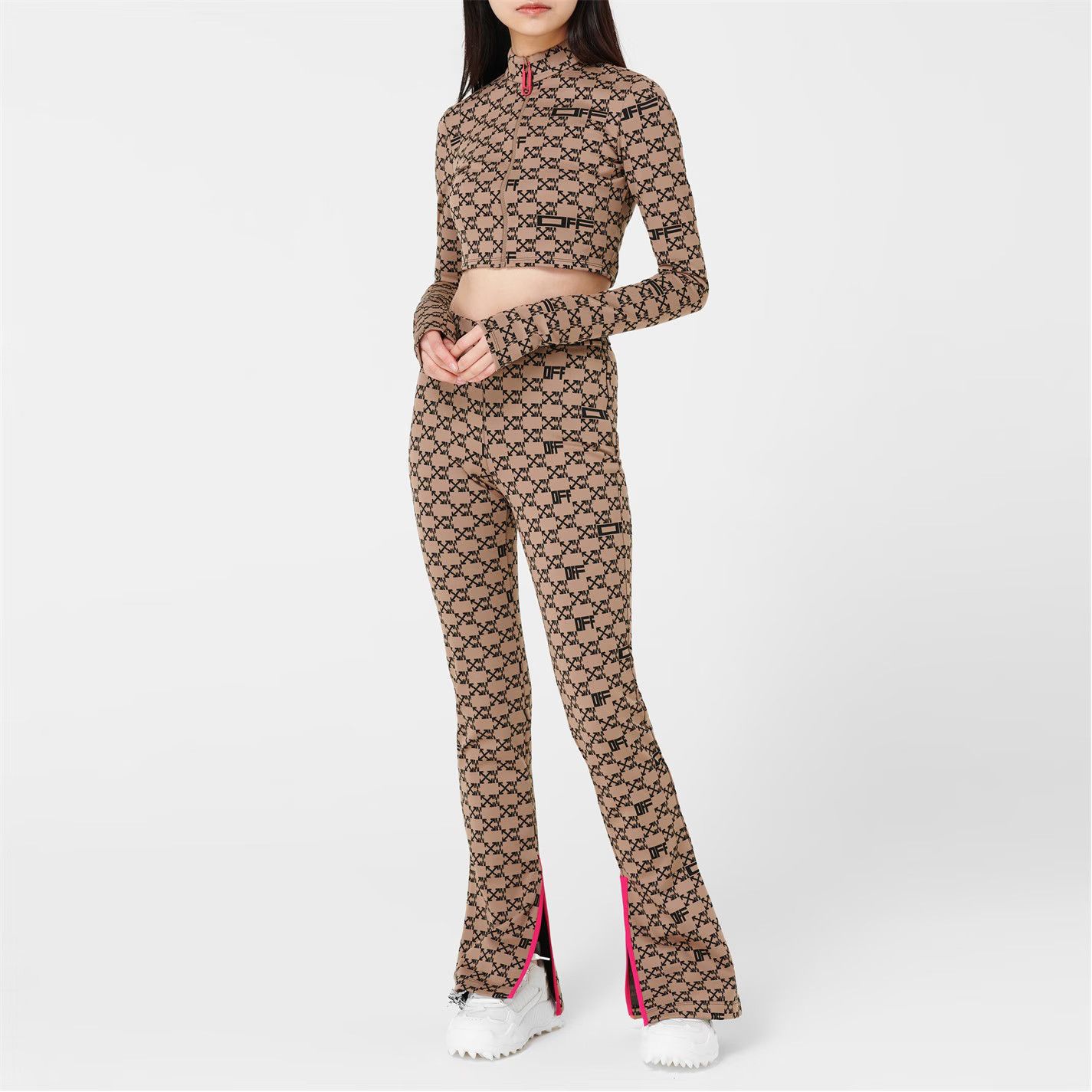 Off-White o1g2r1mq1224 Monogram Split Legging / Trouser Brown Black Size 34" / US 12 / IT 48 - 4 Thumbnail