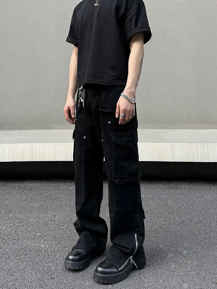 Japanese Brand × Jean Opium Ankle Zip Cargo Stacked Denim Jeans Size US 32 / EU 48 - 3 Thumbnail