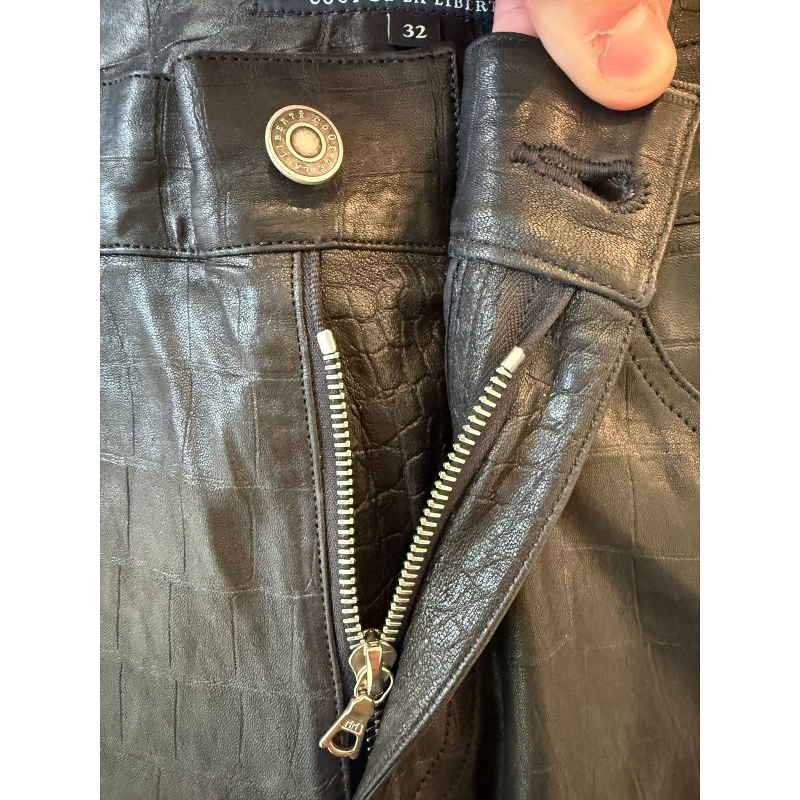 Cout de la Liberte Cout De La Liberte Jimmy Stretch Croc Lamb Leather Pant Size US 32 / EU 48 - 4 Thumbnail