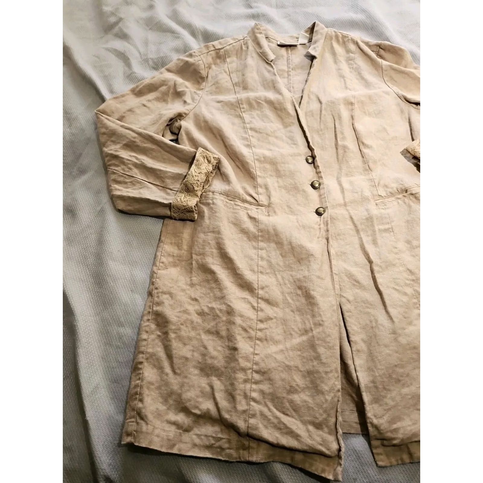 Vintage Chico's Womens Blazer Size 2 100% Linen Beige Tan Button Jacket Minimalist Top, Regular, (Jacket) Mens Womens Girls Boys Size XS / US 0-2 / IT 36-38 - 2 Thumbnail