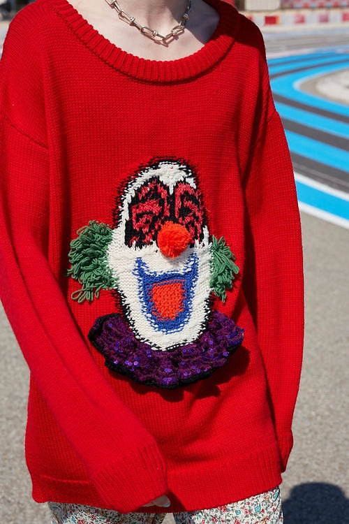 Celine CELINE 2021SS "THE DANCING KID" clown Boxy Knit Sweater Size US XS / EU 42 / 0 - 3 Thumbnail