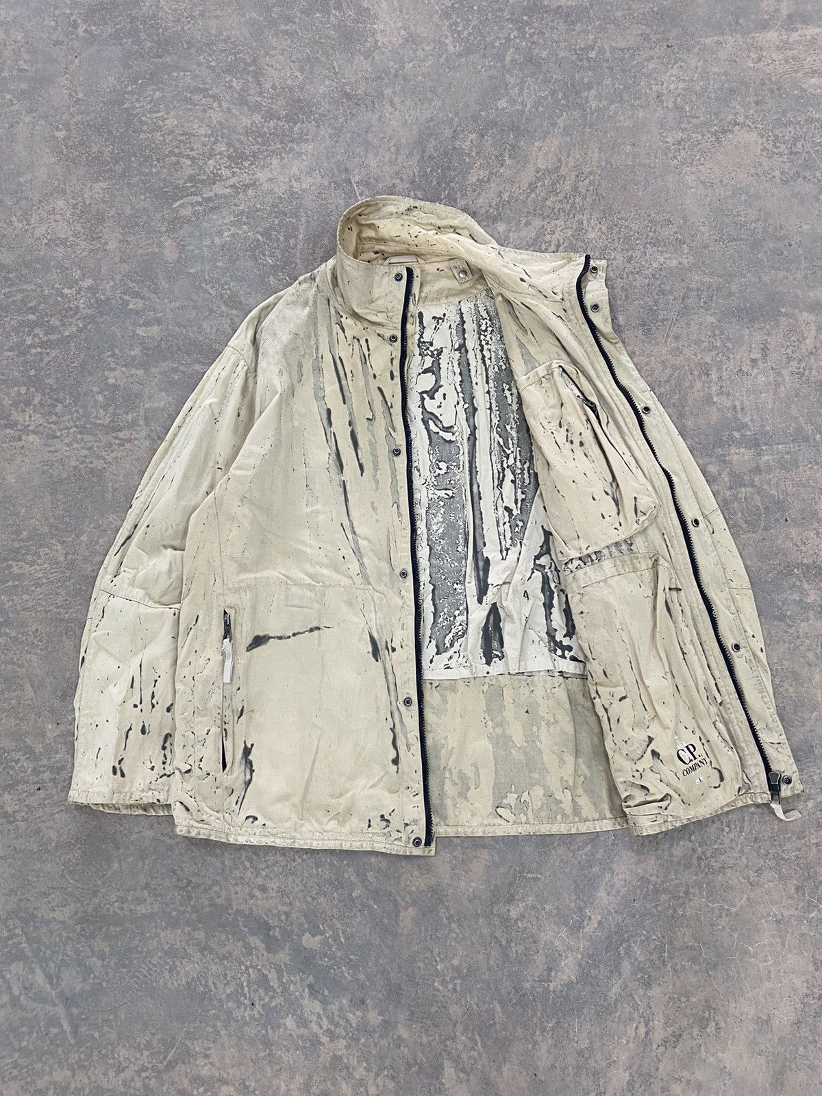 C.P. Company VINTAGE C.P. COMPANY WAXED PAINT SPLATTER ZIPPER JACKET Size US L / EU 52-54 / 3 - 9 Thumbnail