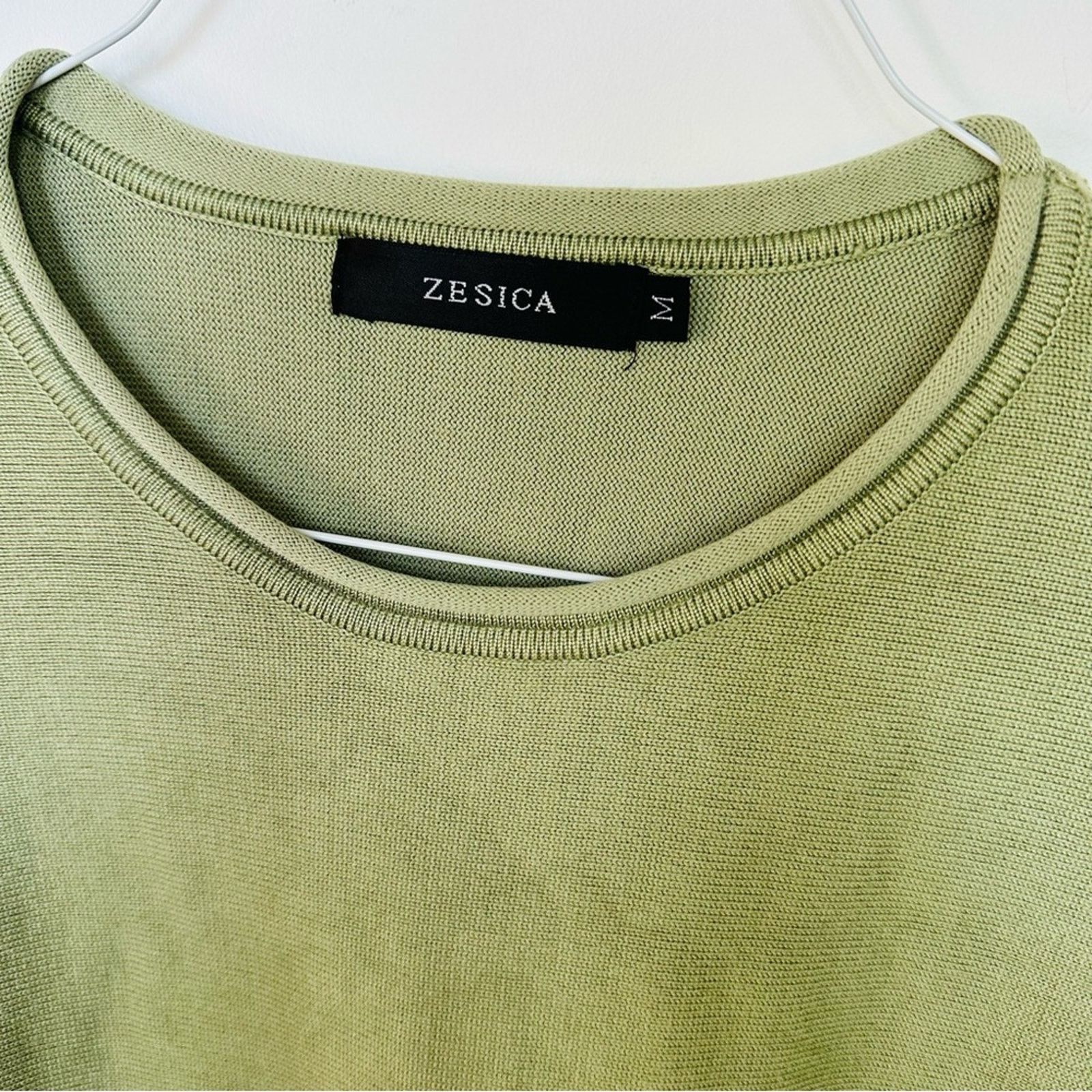 Nordstrom NEW ZESICA Sage Green Crop Bubble Sweater Tie Shorts Set Size M / US 6-8 / IT 42-44 - 5 Thumbnail