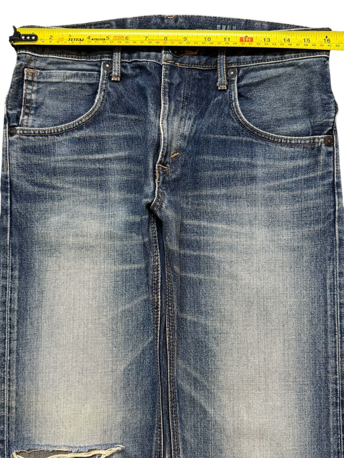 Edwin Vintage 90s Edwin XV Blue Faded Wash Whiskers Distressed Size US 32 / EU 48 - 10 Thumbnail
