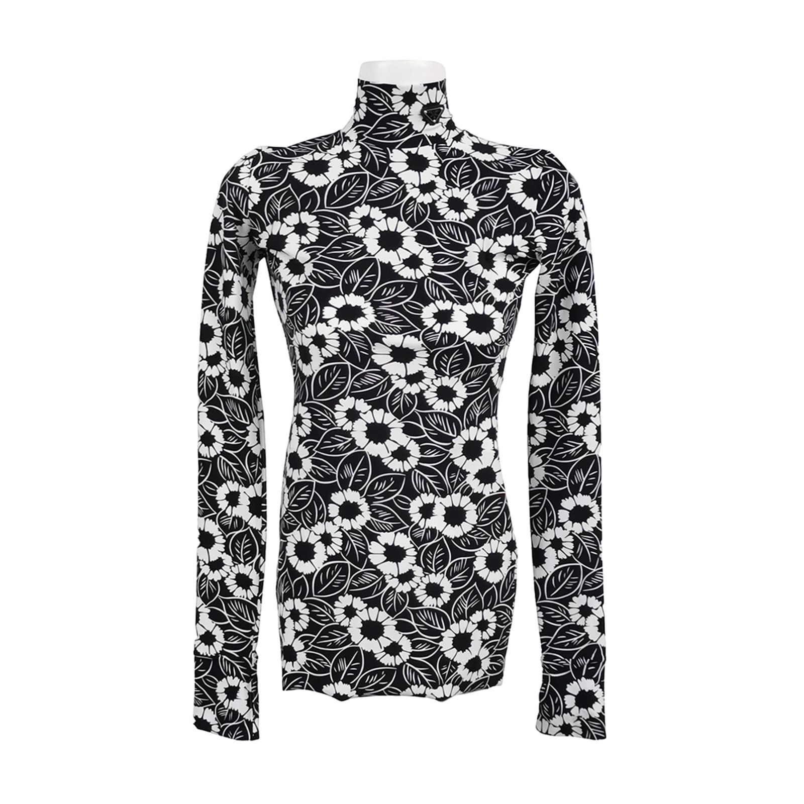 Prada Prada Floral High Neck Long Sleeve Top Size 38 Size XS / US 0-2 / IT 36-38 - 1 Thumbnail