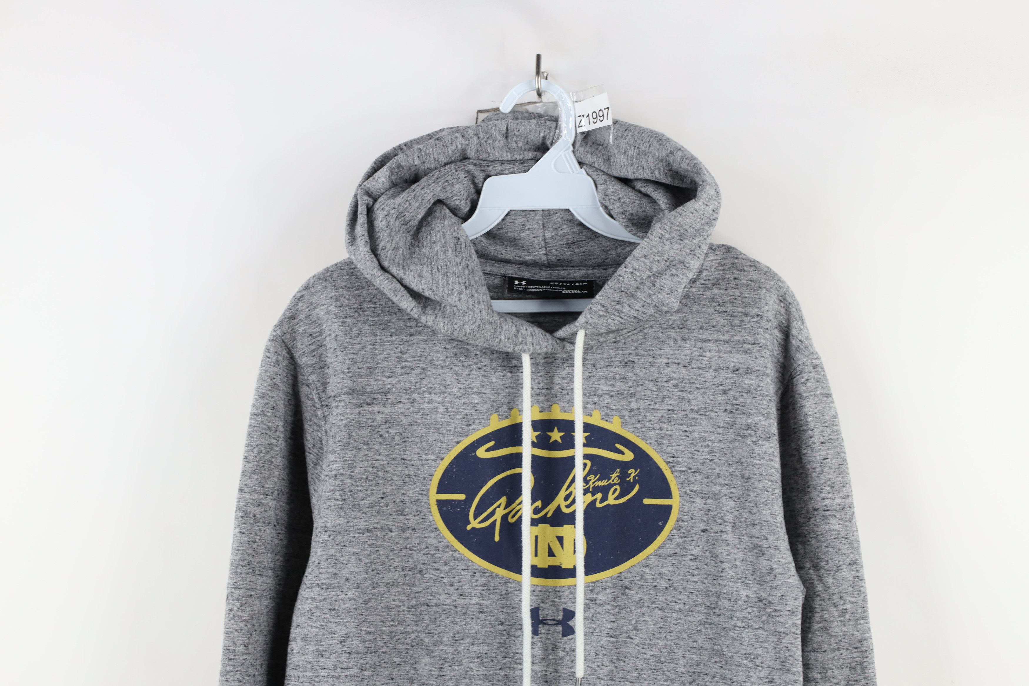 Under Armour × Vintage Under Armour Notre Dame University Football Hoodie Gray Size US XS / EU 42 / 0 - 2 Thumbnail