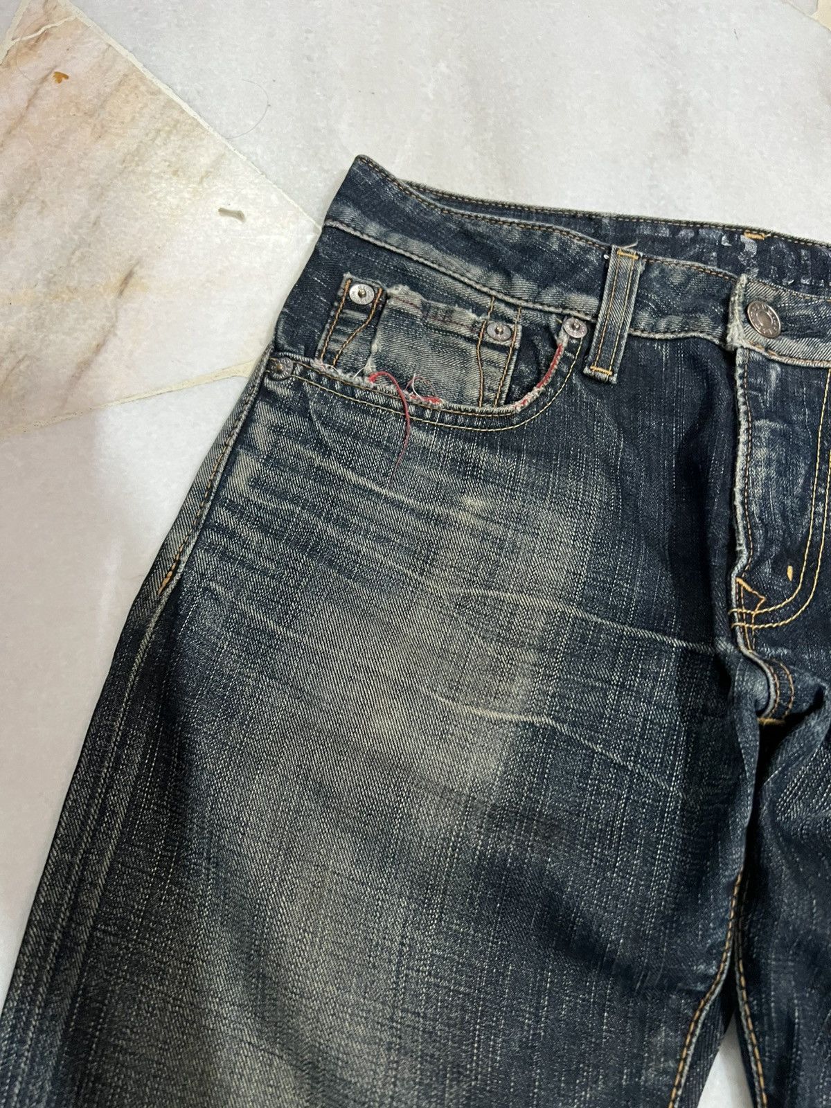 Edwin × Japanese Brand FLARE 90’S EDWIN 503 BLUE TRIP DISTRESS JEANS Size US 31 - 8 Thumbnail