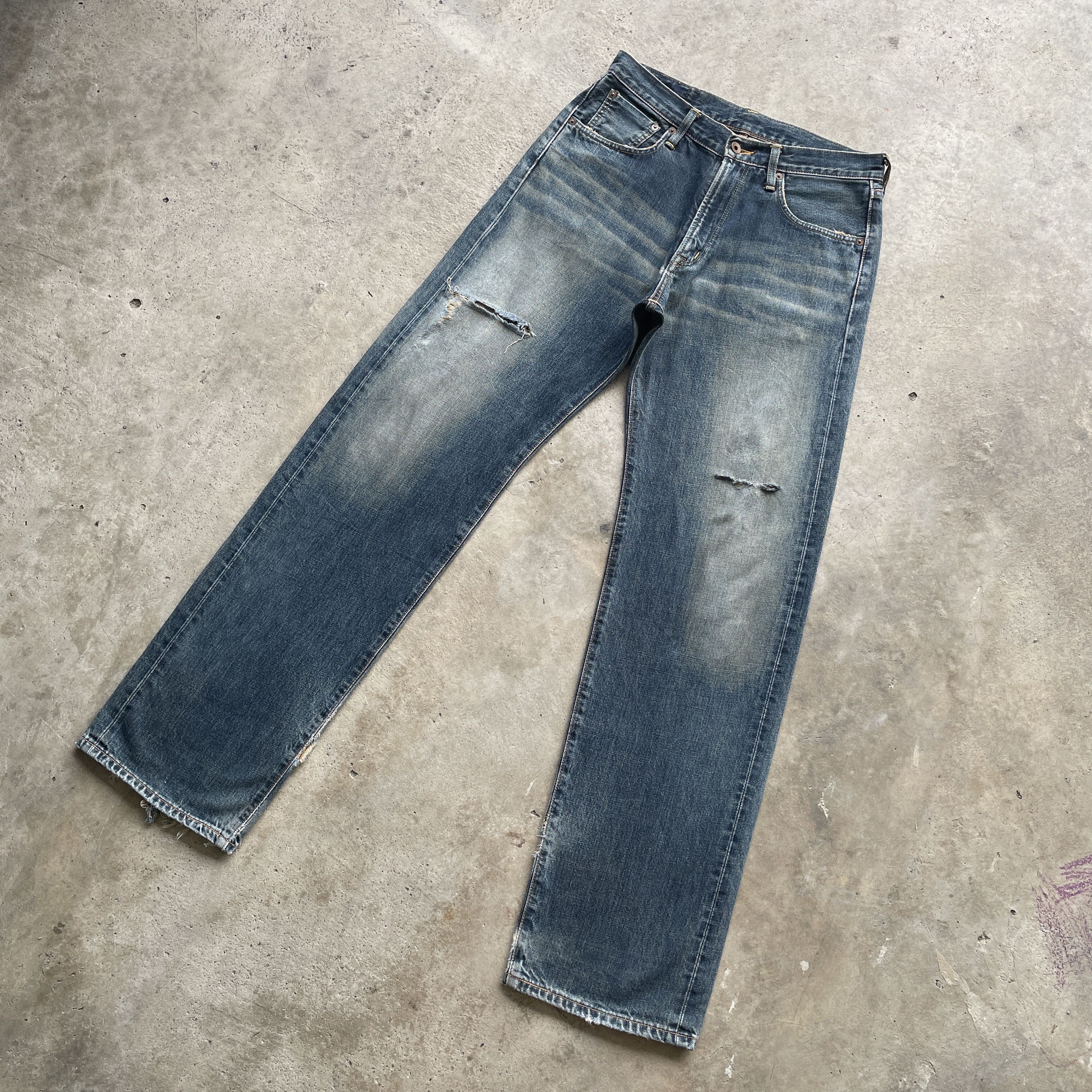 VINTAGE EDWIN 505 BAGGY DISTRESSED FADED JEANS PANTS W31