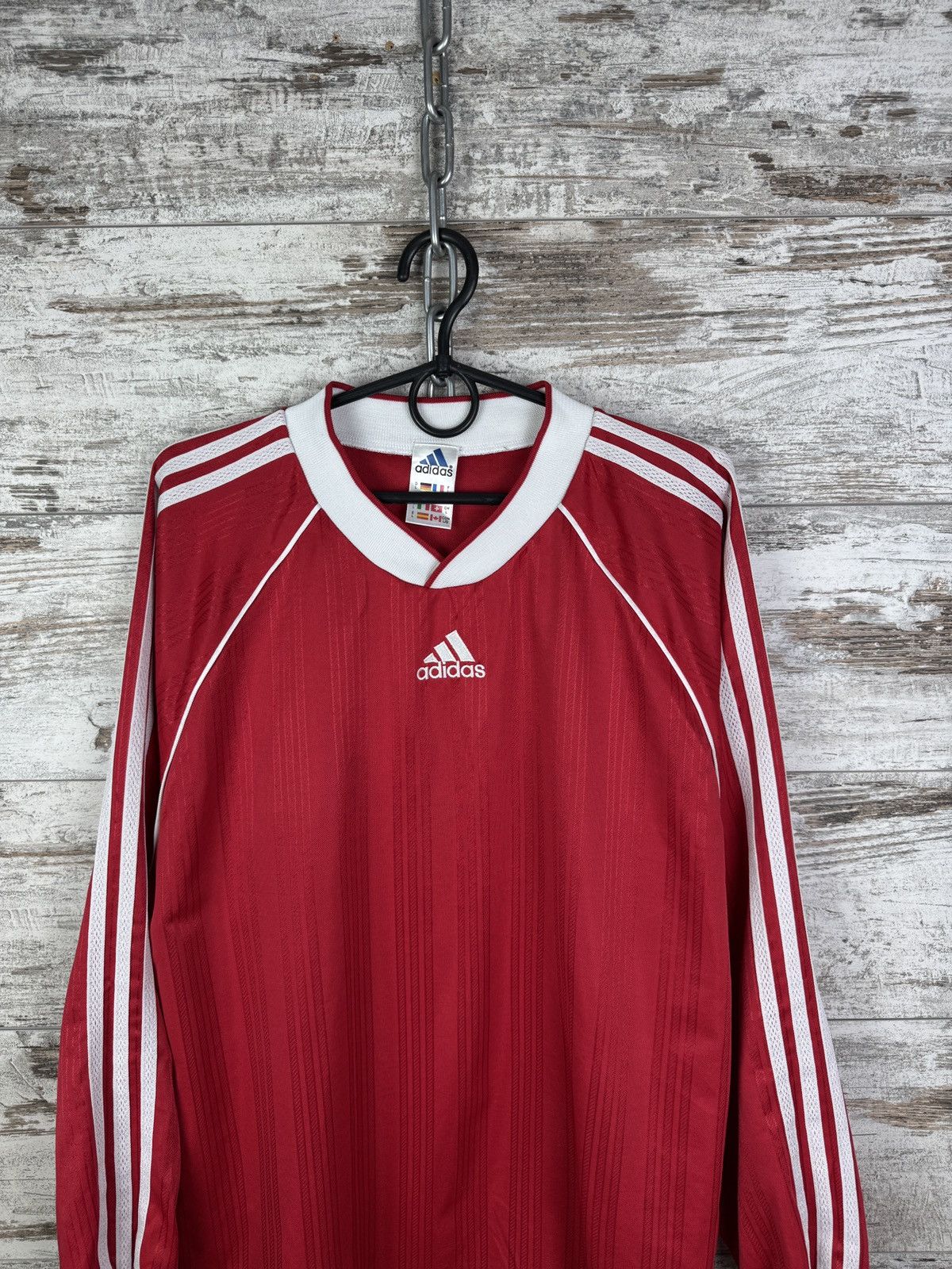 Adidas Mens Vintage Adidas Long-sleeve T-shirt soccer jersey tee Size US L / EU 52-54 / 3 - 3 Thumbnail