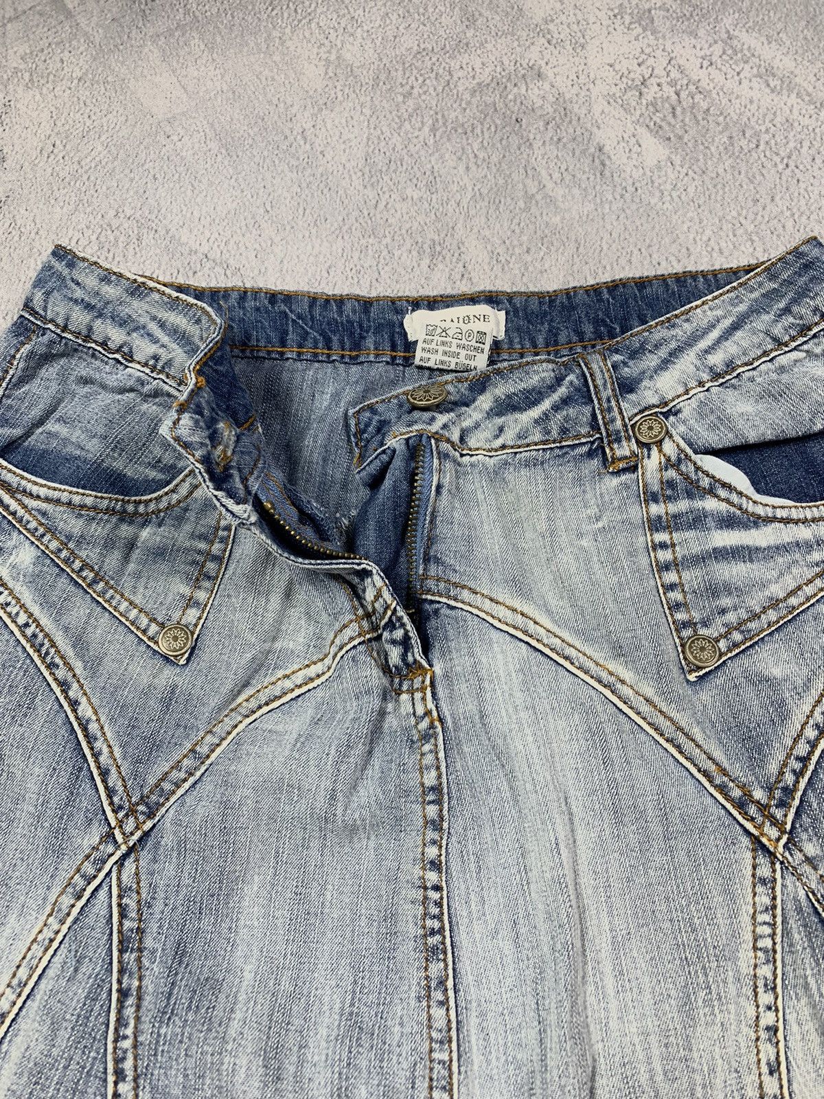 Japanese Brand × Vintage Vintage 90s Faded denim flared mini skirt streetwear size S Size 27" / US 4 / IT 40 - 3 Thumbnail