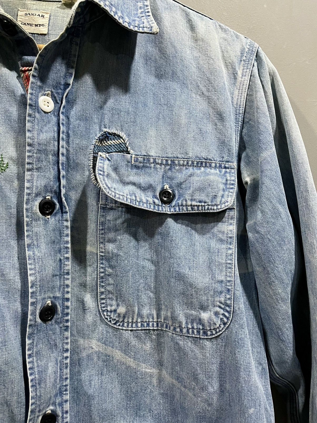 Sugar Cane Sugar Cane Patchwork Flannel Distressed Denim Shirt Size US S / EU 44-46 / 1 - 5 Thumbnail