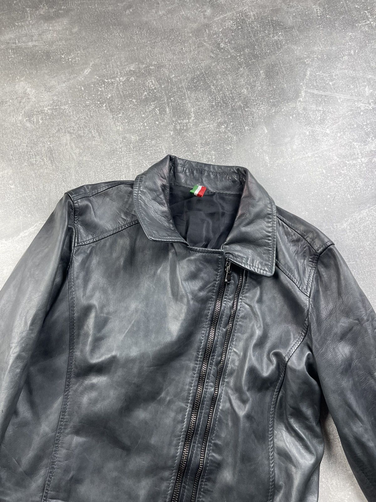 Seditionaries Avant Garde Italian Women's Zip Belted Gray Leather Jacket Size L / US 10 / IT 46 - 4 Thumbnail