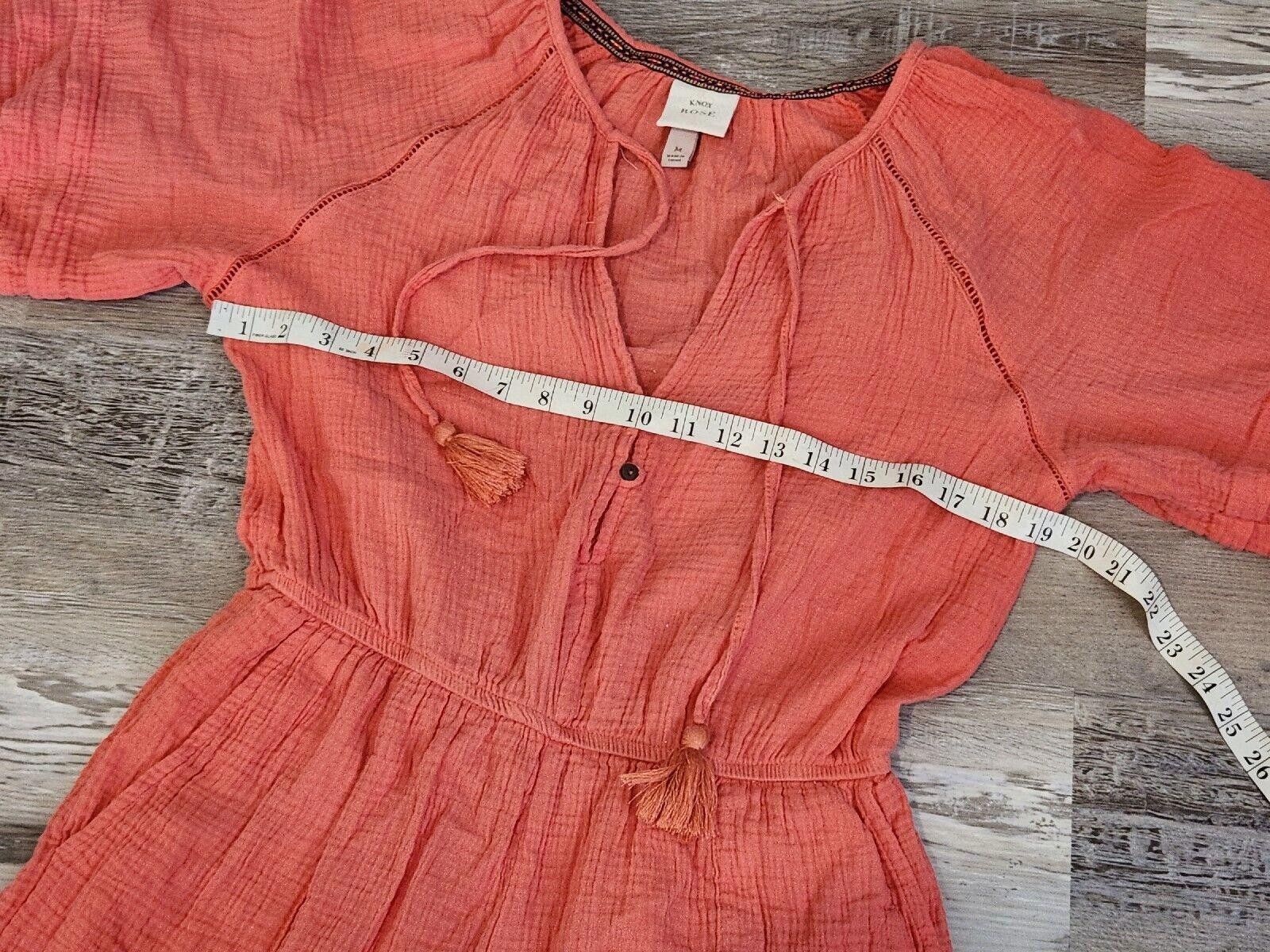 Designer Knox Rose Romper Medium Coral Pink Peach Short Sleeve V Neck Size 32" / US 10 / IT 46 - 4 Thumbnail