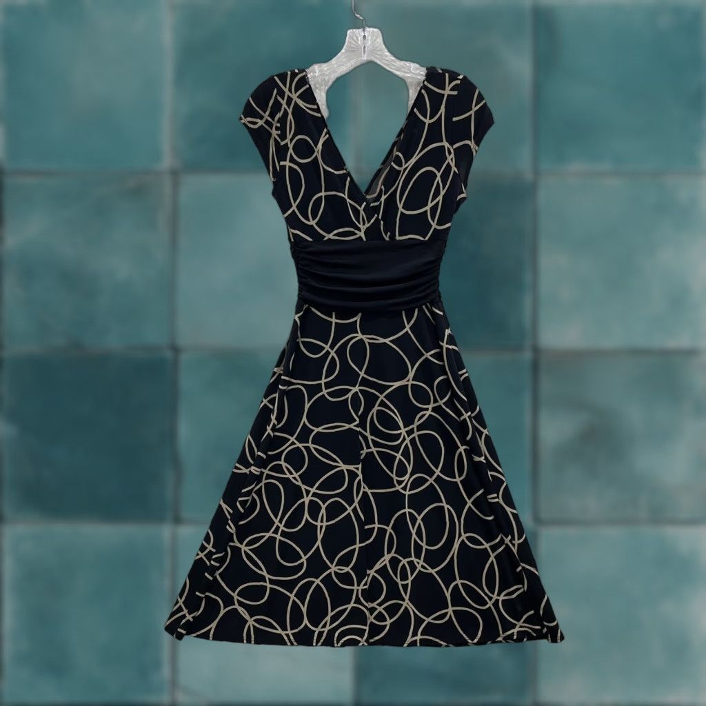 MAGGY LONDON VINTAGE Y2K Maggy London Dress Midi Small 4 Black Slinky A-Line Cocktail Size S / US 4 / IT 40 - 1 Thumbnail