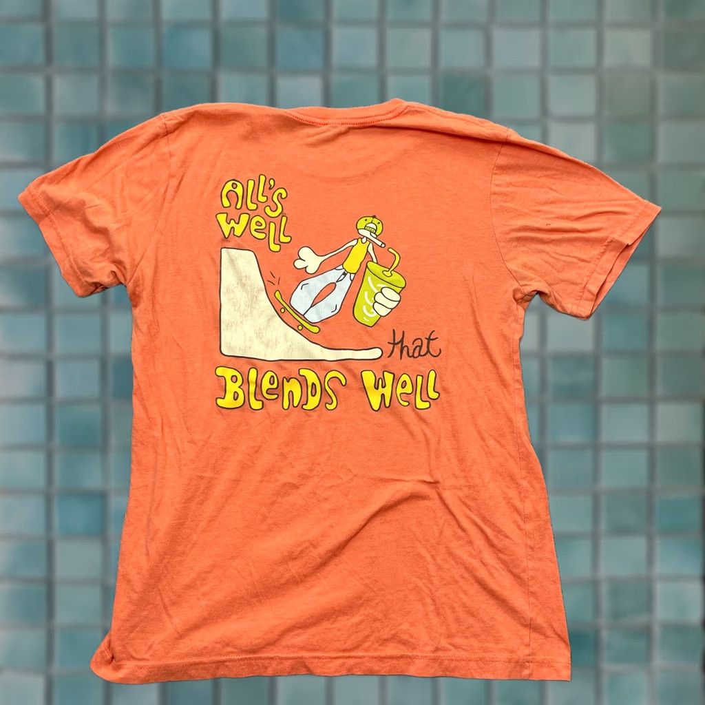 Vintage Jamba Juice Shirt Womens Small Orange All Well That Blends Well Skateboard Print Shirt Size S / US 4 / IT 40 - 1 Thumbnail