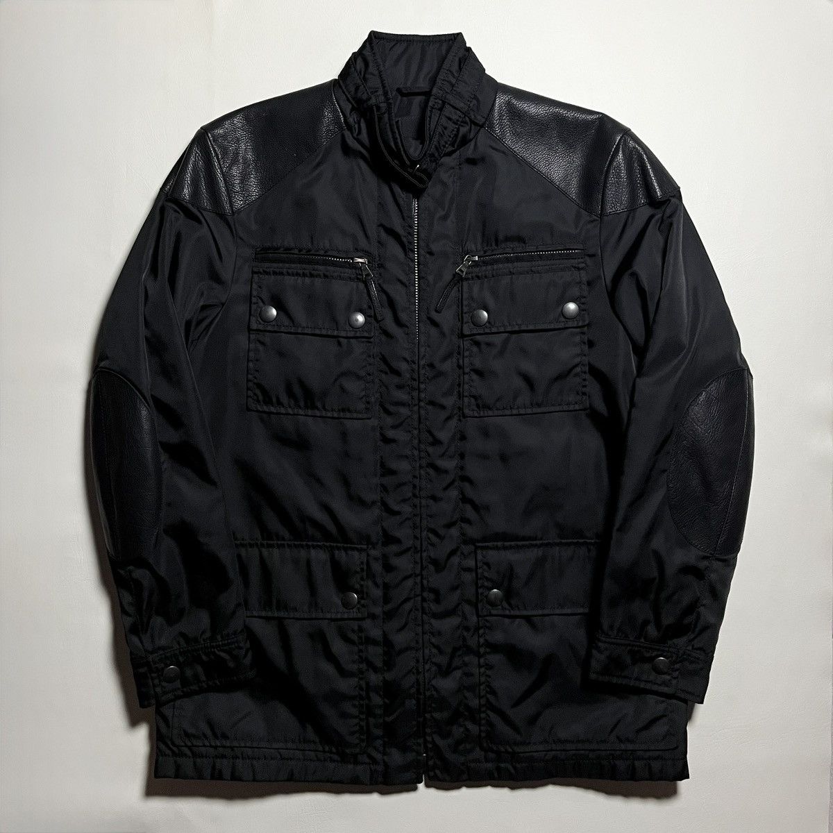 Prada Prada Black Nylon Leather Biker Jacket Size US S / EU 44-46 / 1 - 1 Thumbnail