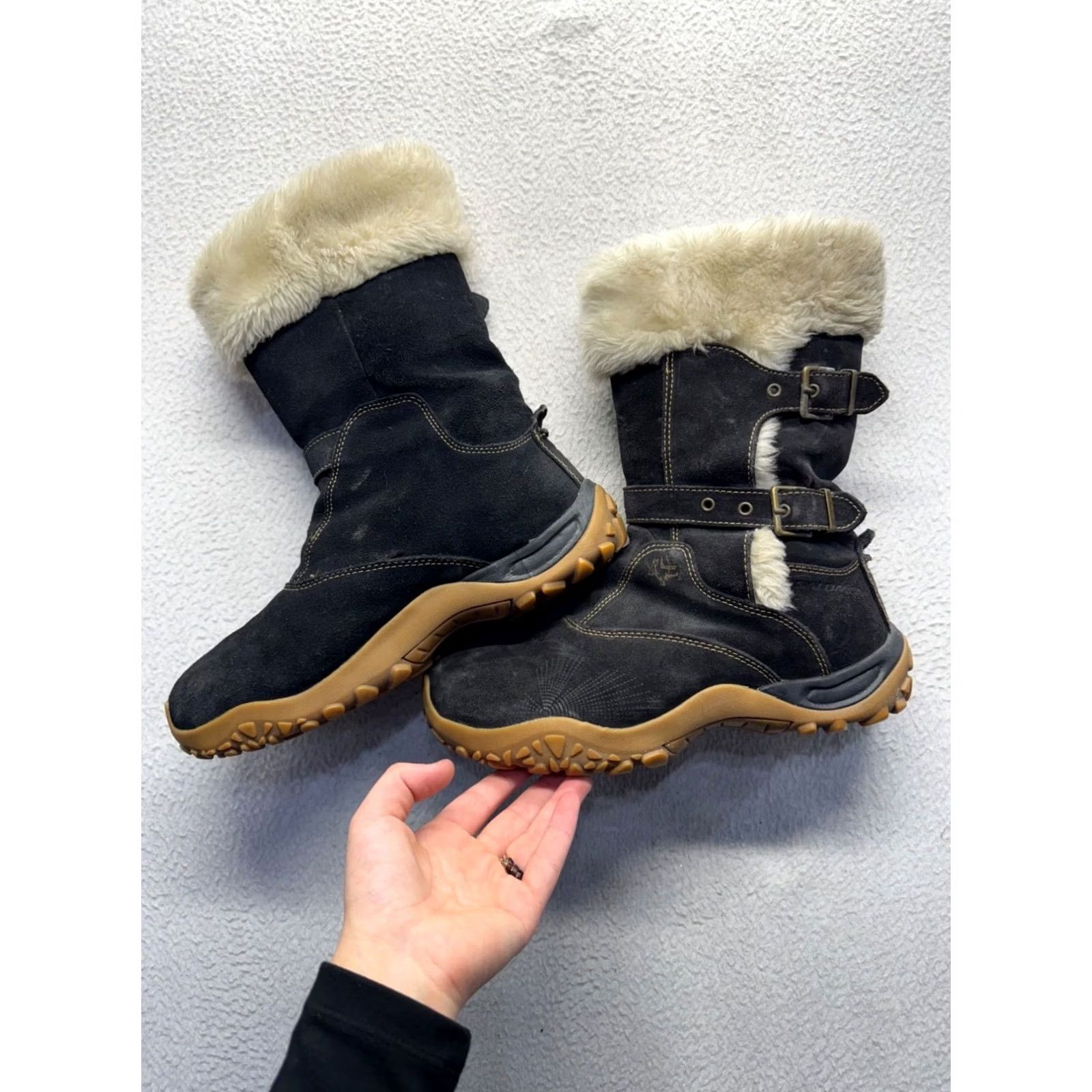 Merrell Merrell Boots Women Suede Black Winter Faux Fur Lining 8 Rubber Sole Outdoor Snow Boot Cap Toe Round Merrell 8 Women Black Winter Snow Boot Size US 8 / IT 38 - 6 Thumbnail