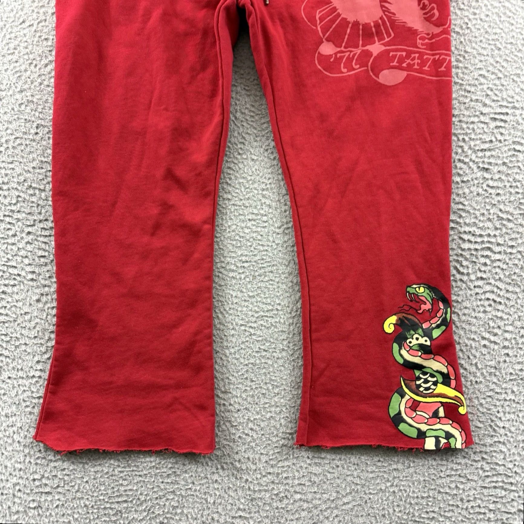 Ed Hardy Ed Hardy Sweatpants Women Large Red Wide-Leg Flare Dragon Y2K Skull Tattoo Heart Logo Pockets Vintage: No Size 36" / US 14 / IT 50 - 3 Thumbnail