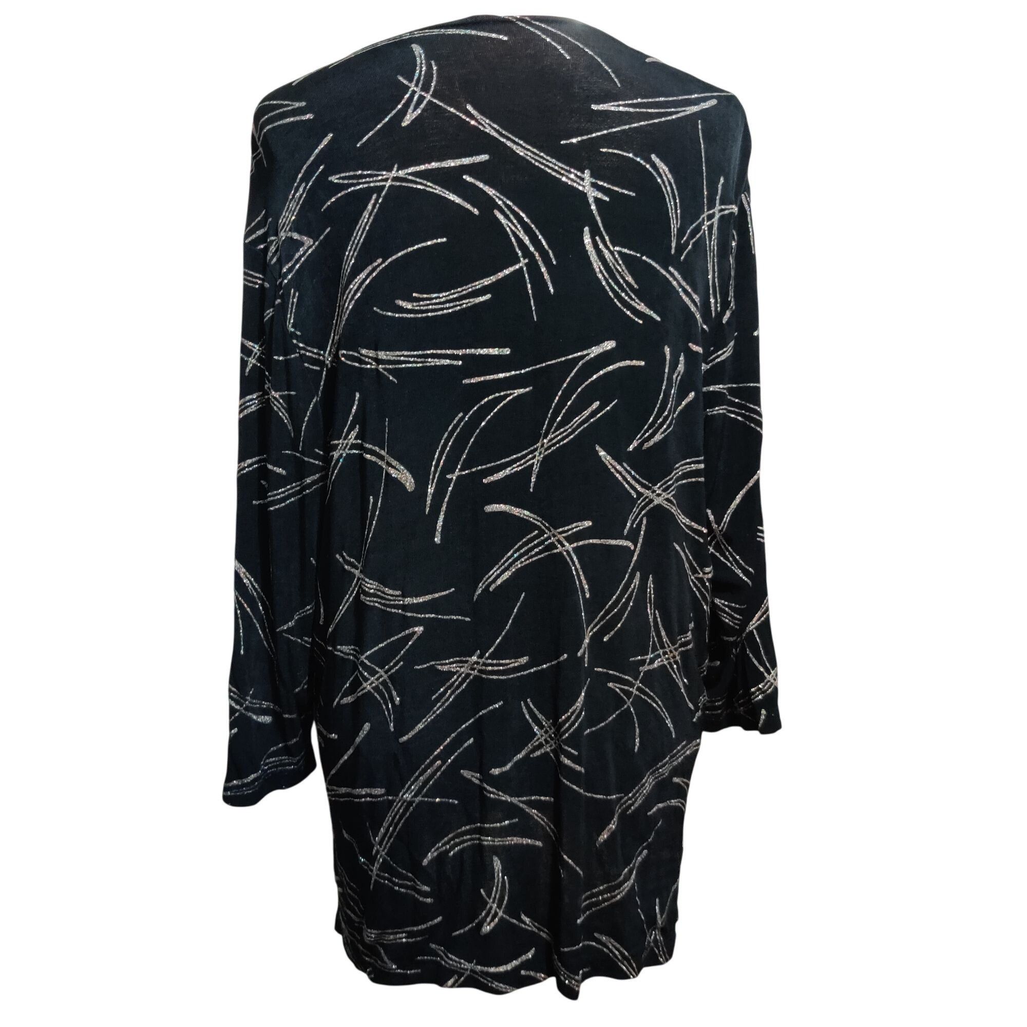 Vintage Amanda XL Vintage Black Metallic Abstract Print Tunic Blouse Size XL / US 12-14 / IT 48-50 - 4 Thumbnail