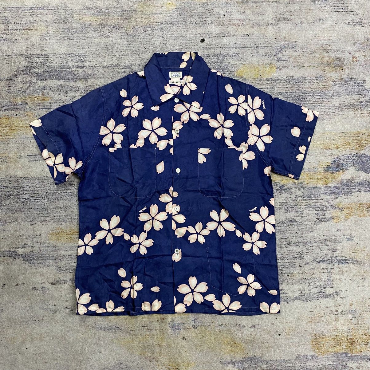 Japanese Brand pure blue arigato flower hawaiian silk shirt Size US M / EU 48-50 / 2 - 1 Thumbnail