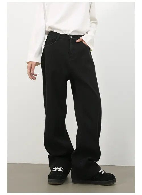 Japanese Brand × Jean Washed Vintage Loose Straight Black Jeans Size US 32 / EU 48 - 3 Thumbnail